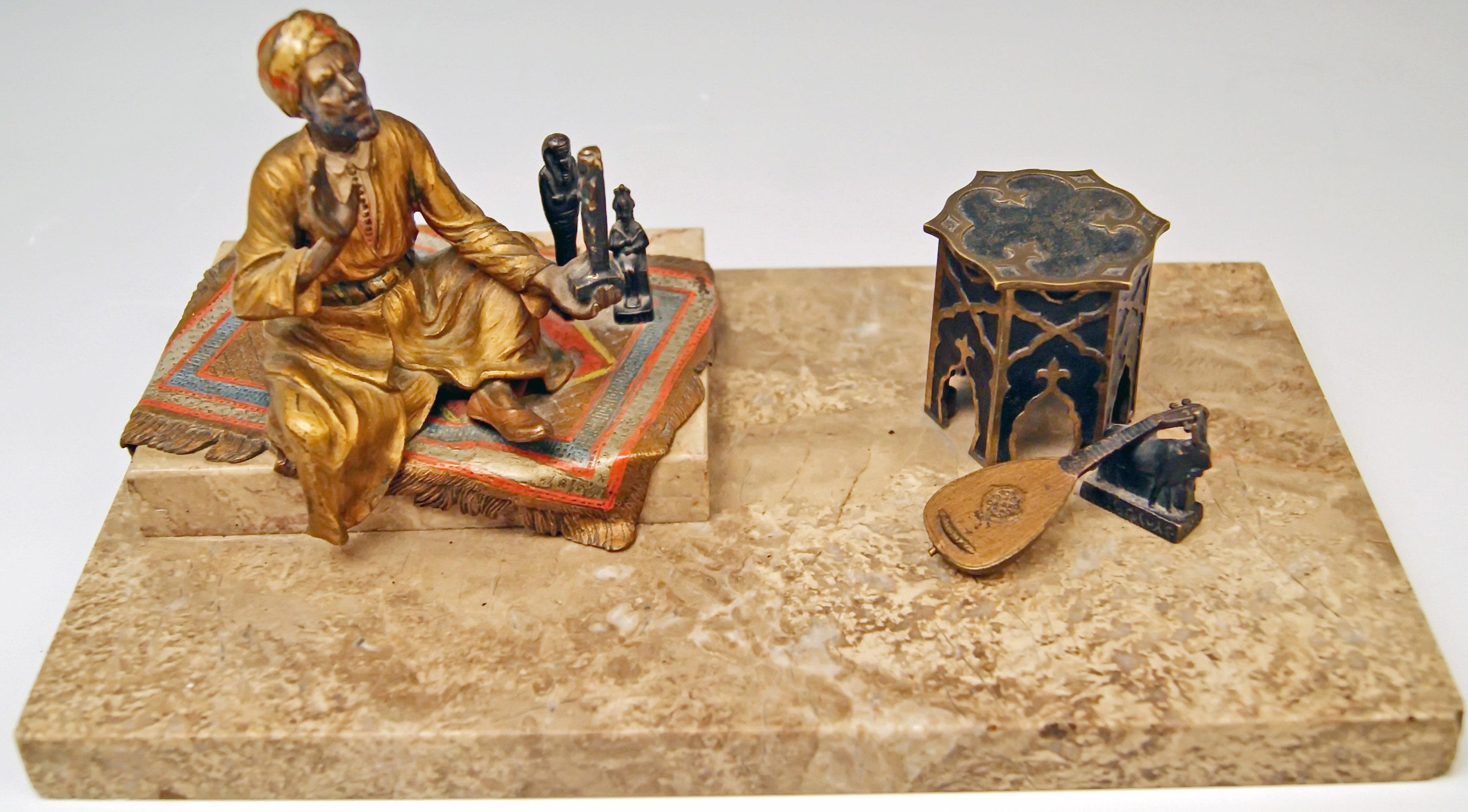 Wiener Bergman Bronze Arabischer Mann auf Teppich Verkauf ägyptische Antiquitäten, um 1890 im Angebot 3