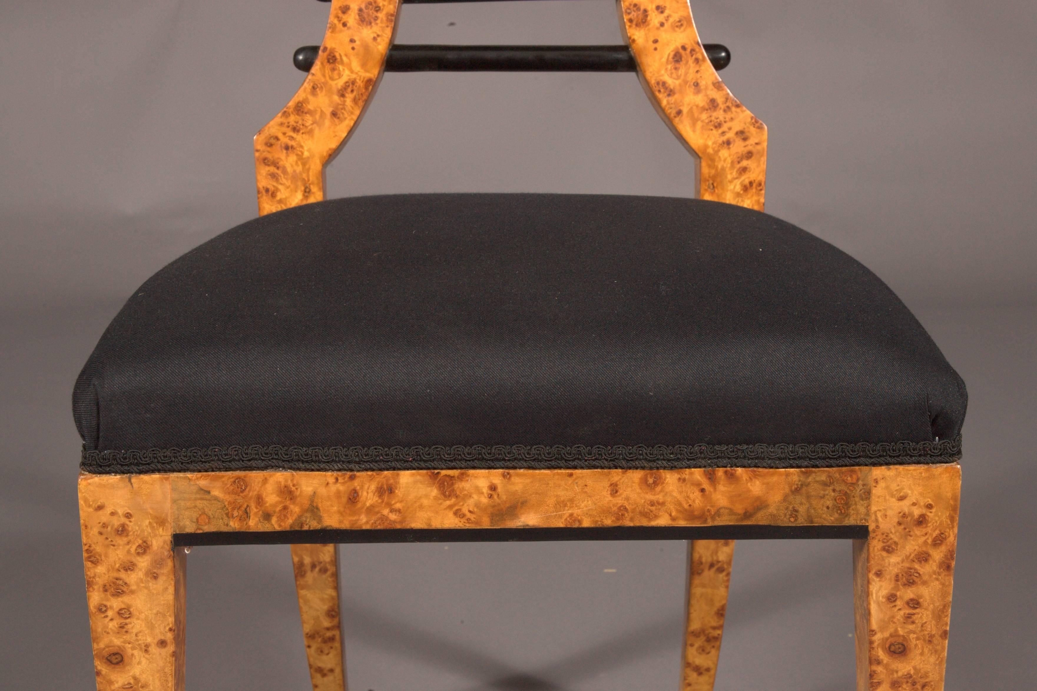 German Vienna Biedermeier Chair after antique Josef Danhauser birdie maple veneer