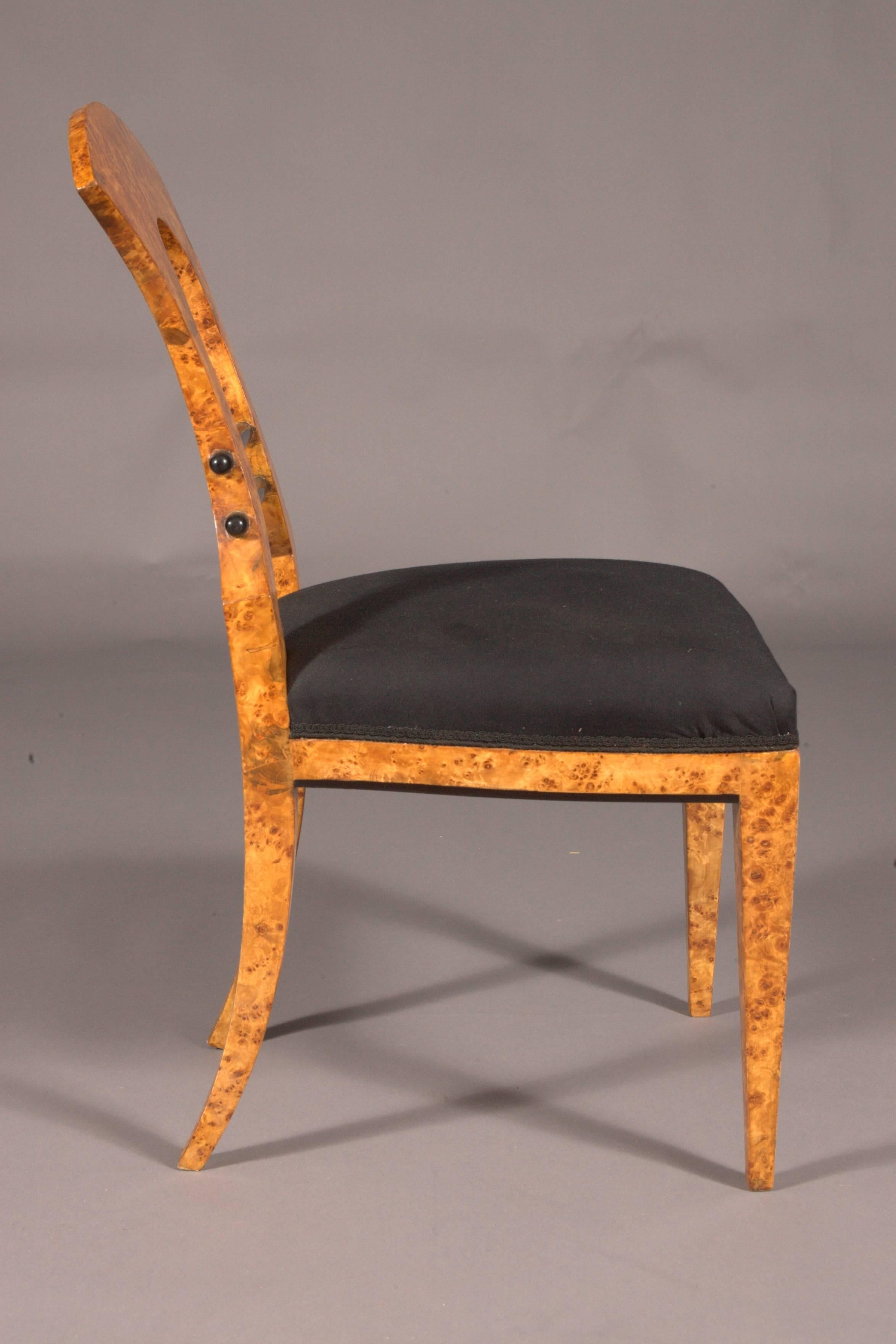 Veneer Vienna Biedermeier Chair after antique Josef Danhauser birdie maple veneer