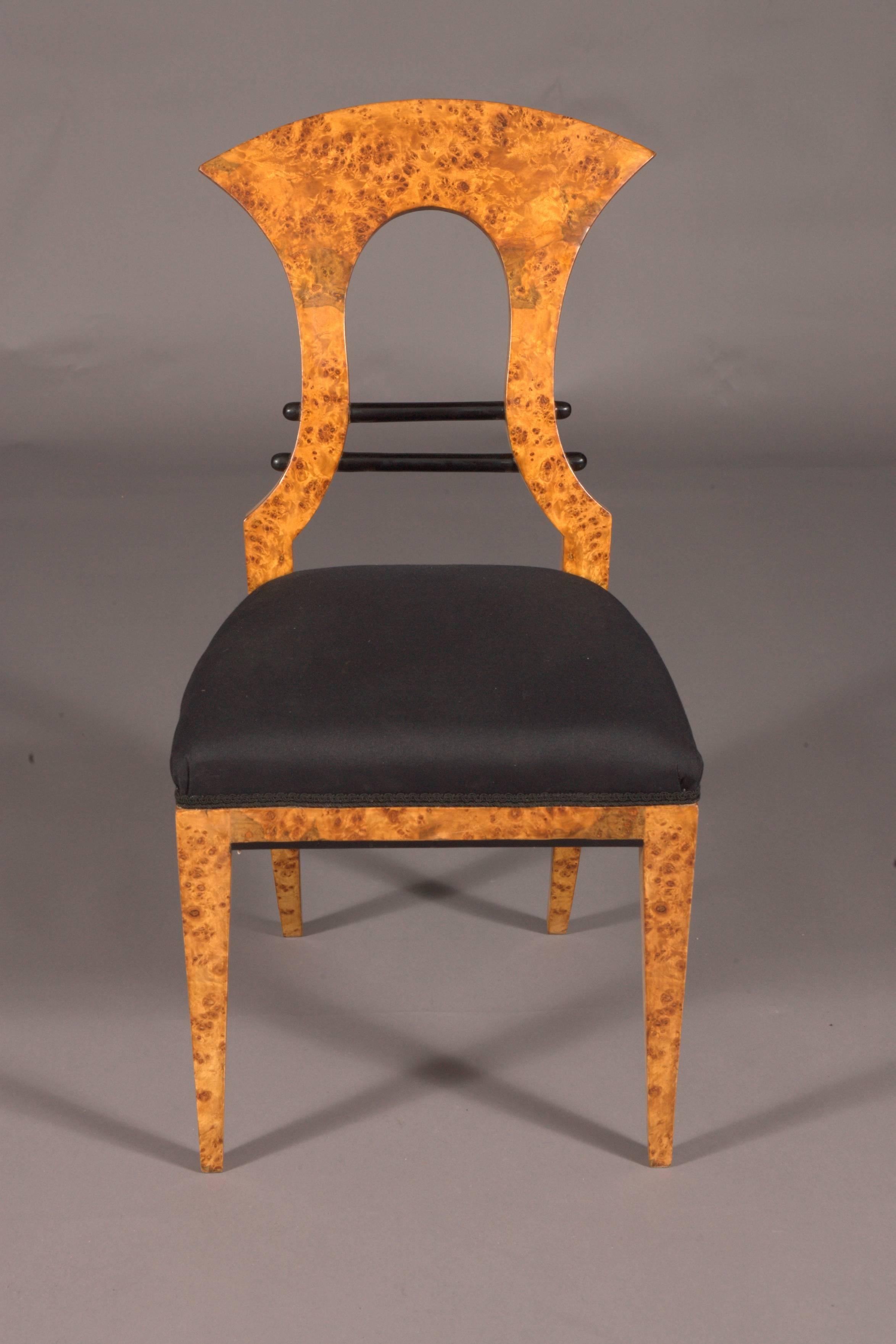 20th Century Vienna Biedermeier Chair after antique Josef Danhauser birdie maple veneer