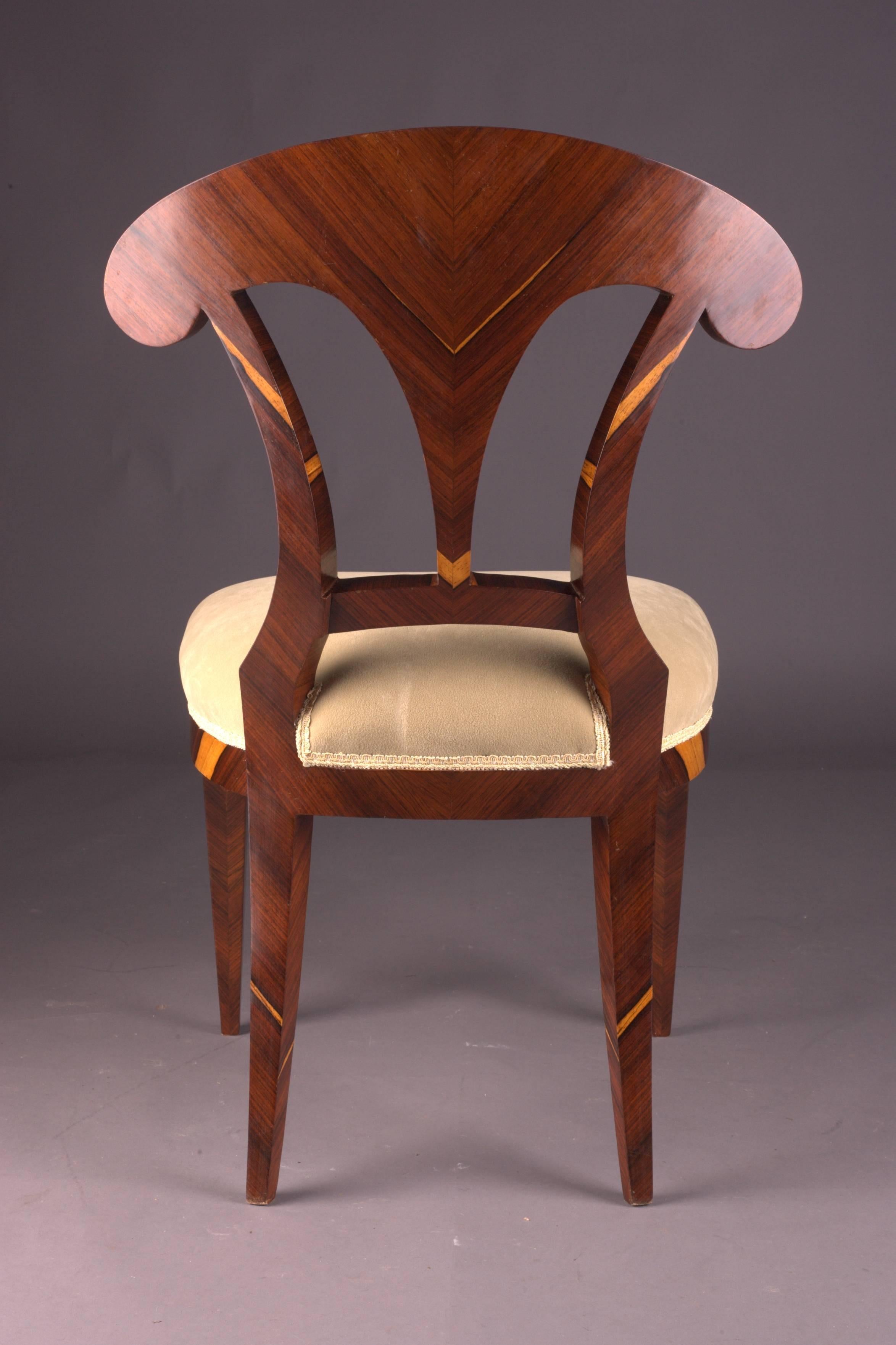 20th Century Vienna Biedermeier Chair After antique Josef Danhauser palisander veneer