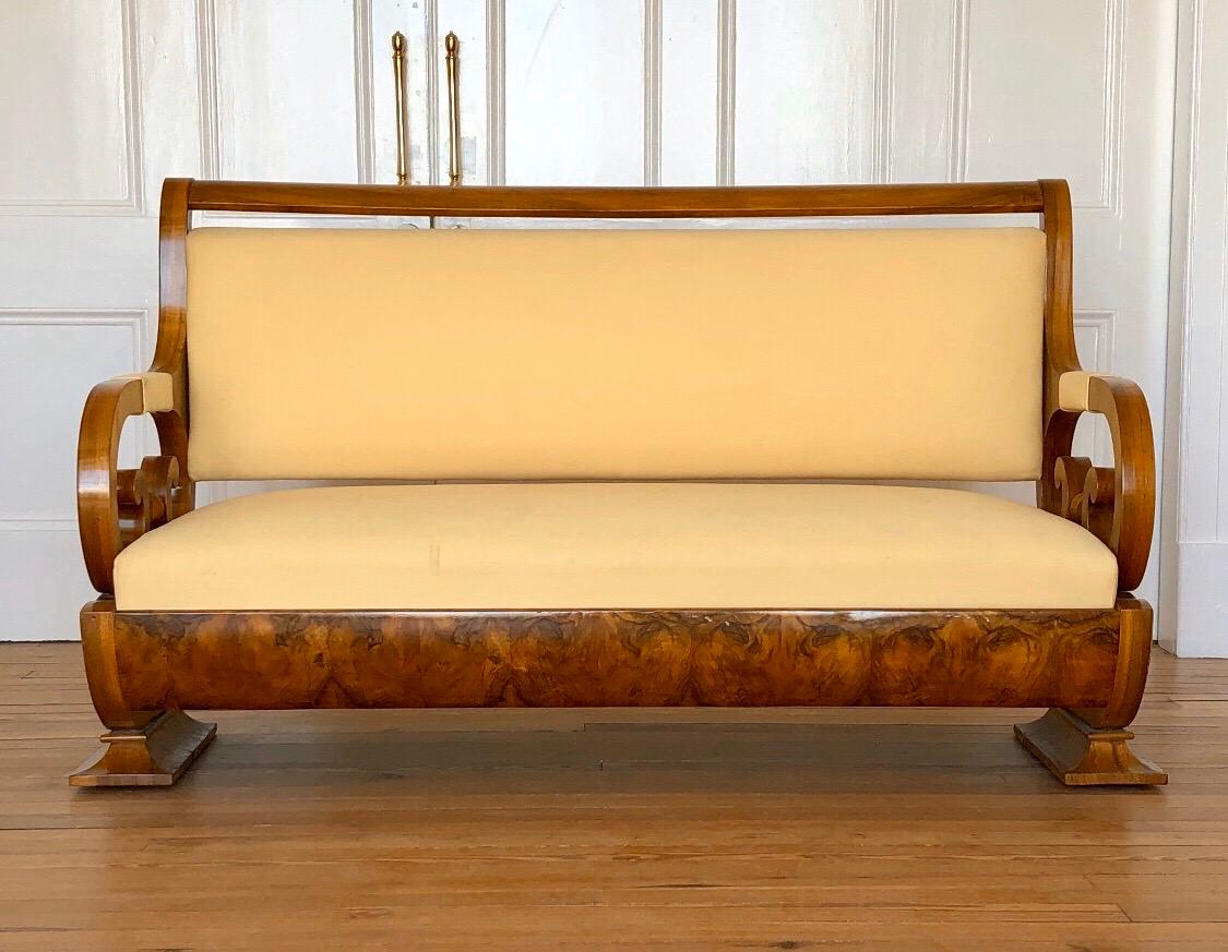 Vienna Biedermeier Sofa with Carved Scalloped Arms 3