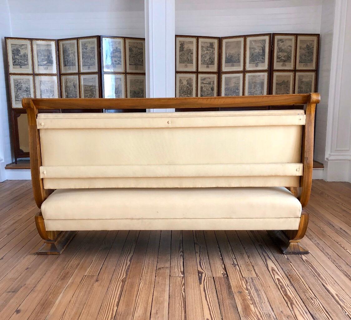 Vienna Biedermeier Sofa with Carved Scalloped Arms 4