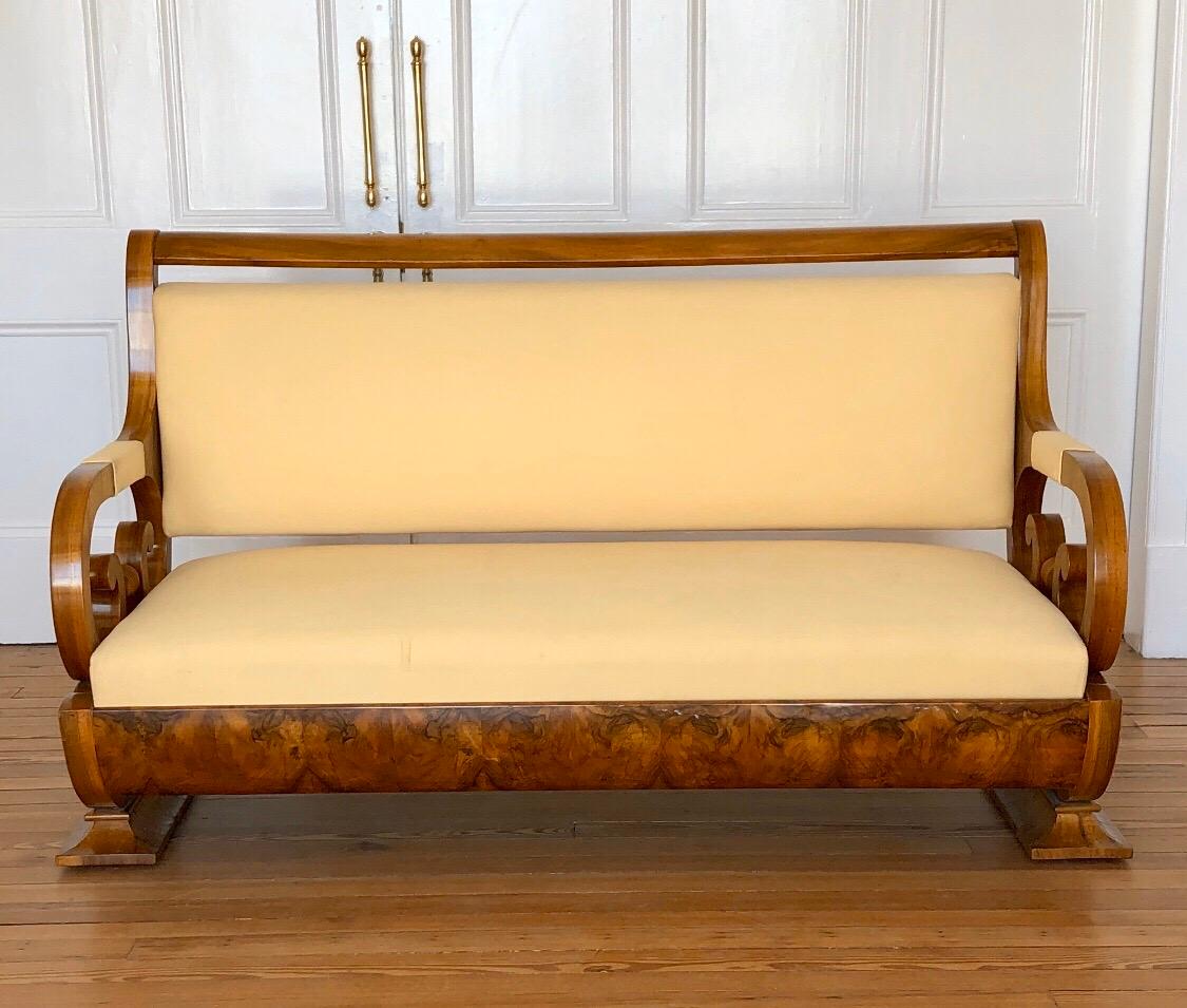 Vienna Biedermeier Sofa with Carved Scalloped Arms 5