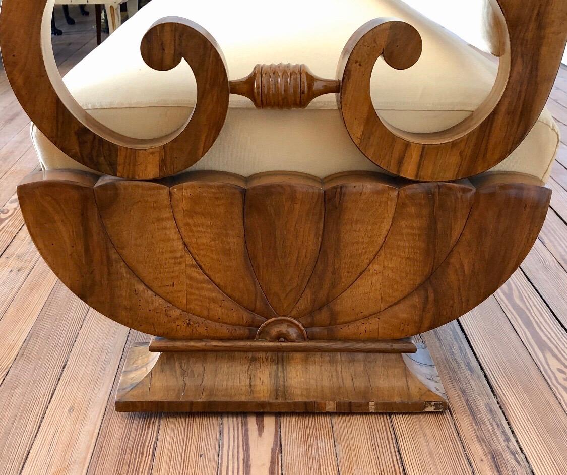 Vienna Biedermeier Sofa with Carved Scalloped Arms In Good Condition In Charleston, SC