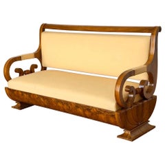 Vienna Biedermeier Sofa with Carved Scalloped Arms