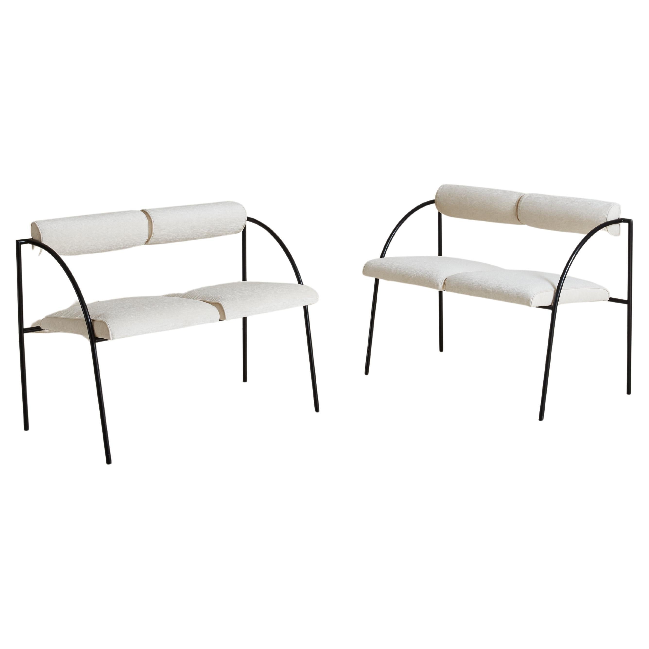 ‘Vienna' Black Metal Settee by Rodney Kinsman for Bieffeplast, Italy 1980s