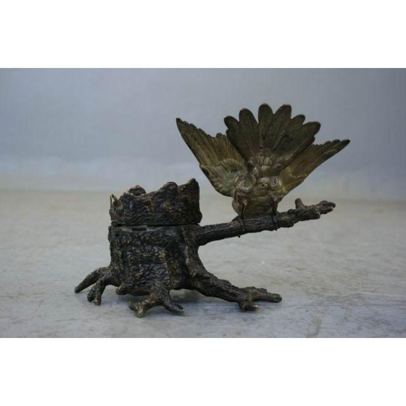Wiener Vogel-Tintenfass aus Bronze des 19. Jahrhunderts im Angebot 1