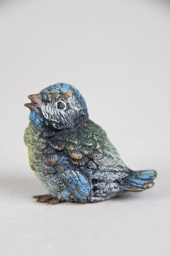 Vienna Bronze Bird Miniature Sculpture Polychromed, Austria, circa 1915