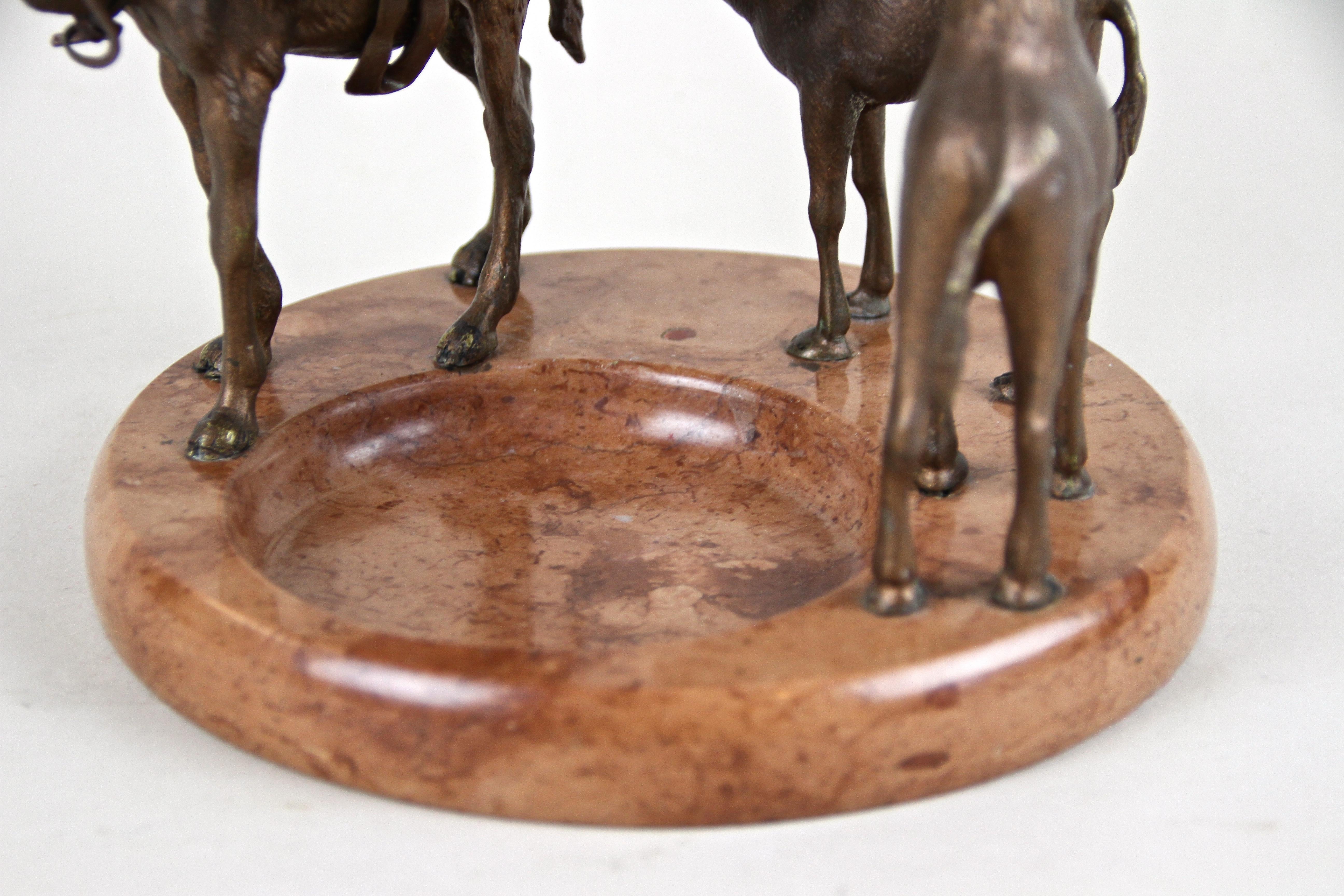 Vienna Bronze Camel Sculptures on Red Marble Bowl, France, circa 1920 4