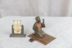 Vienna Bronze Cold Painted Man Praying on Rug, Bergmann Foundry, ca. 1910