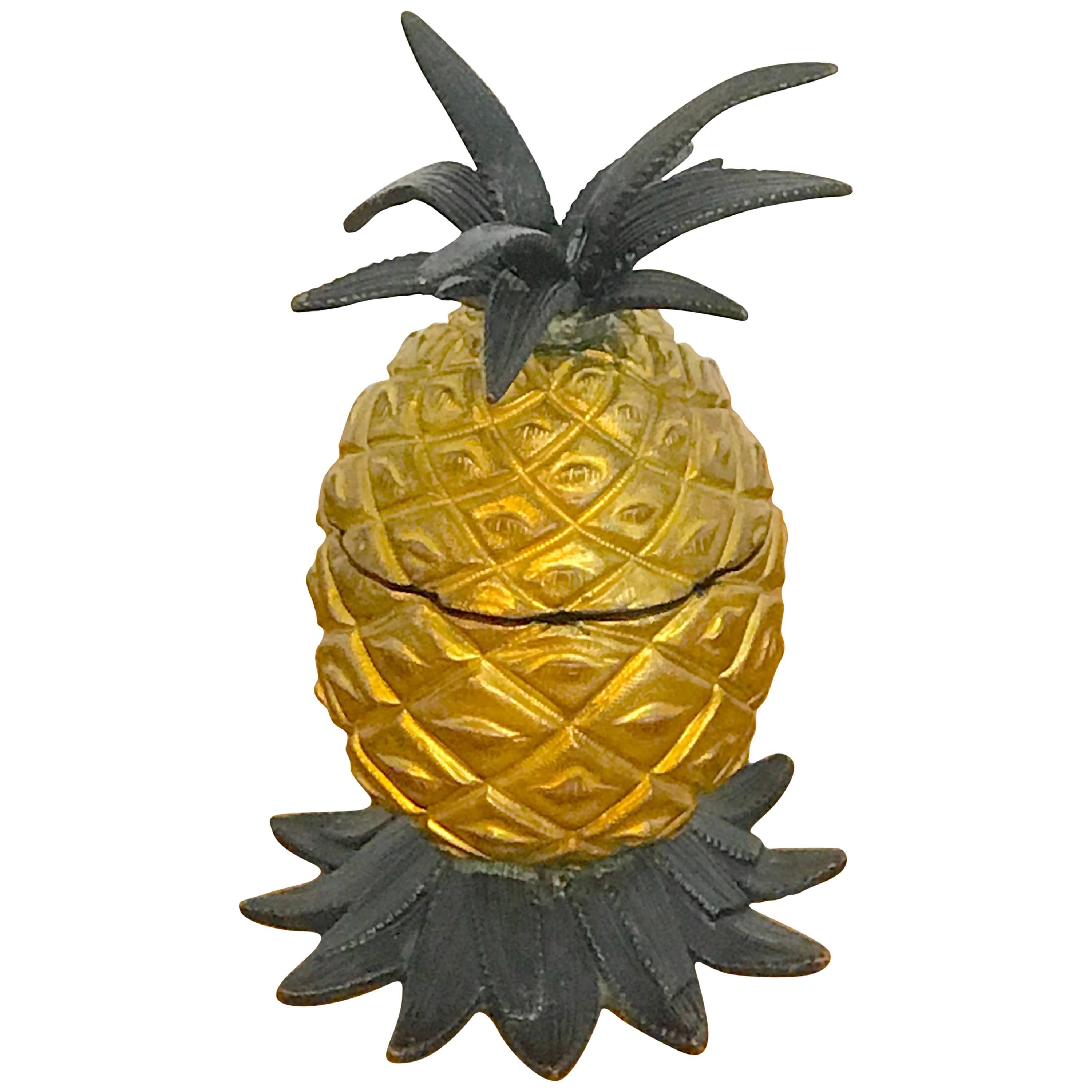 Vienna Bronze Cold Painted Pineapple Inkwell For Sale