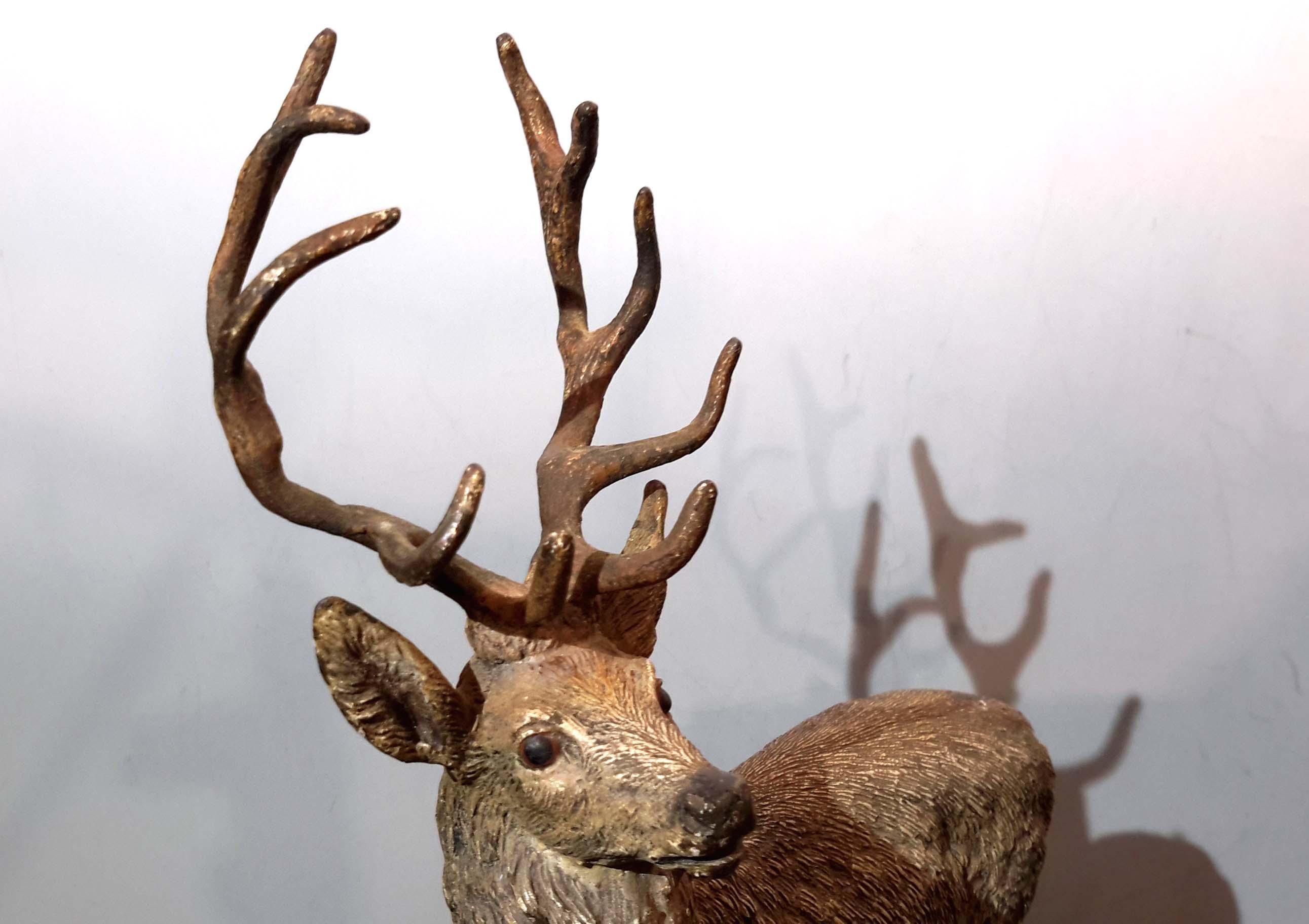 Polychromed Vienna Bronze Cold Painted Stag, circa 1900