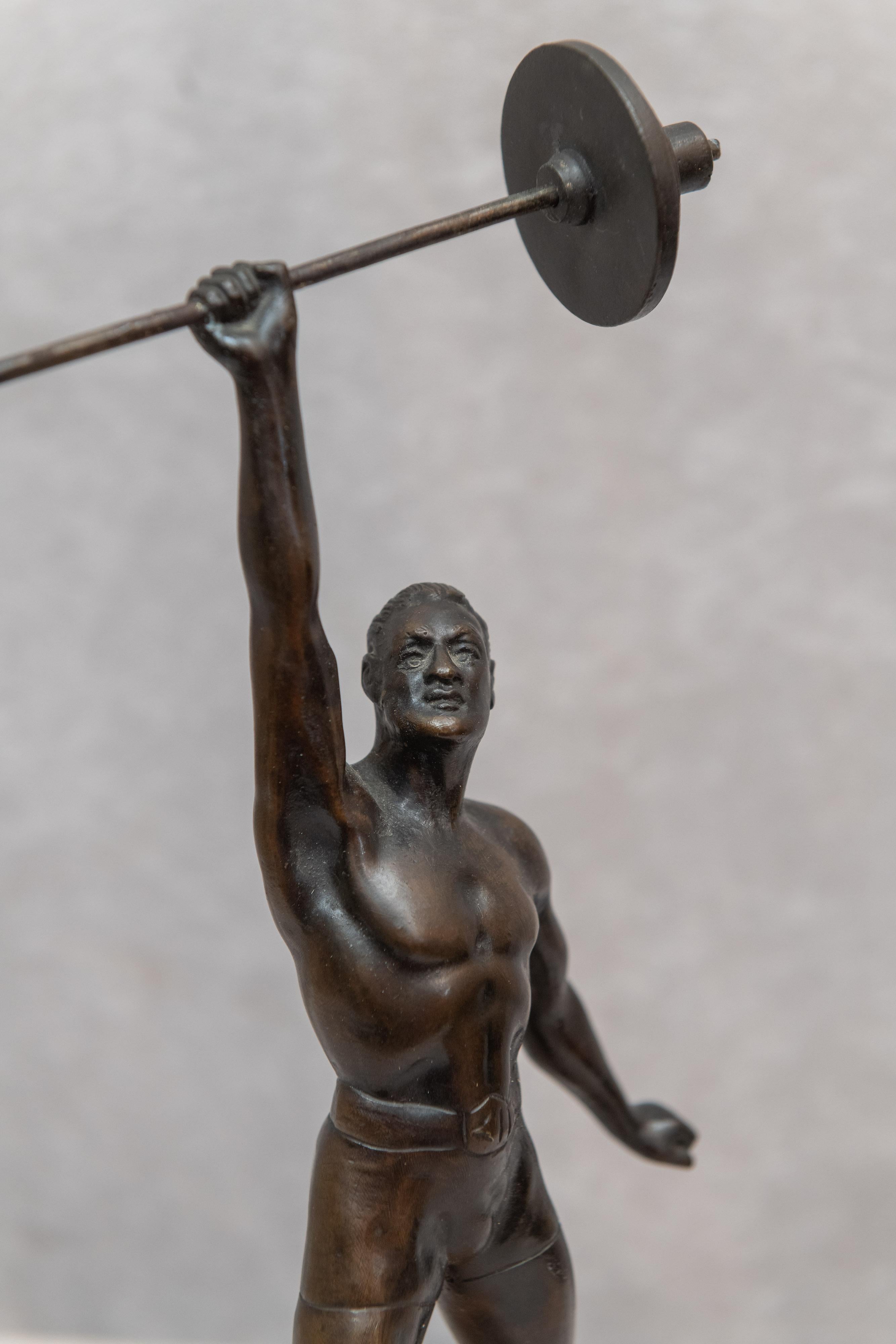 Austrian Vienna Bronze Figure of a Weightlifter, circa 1920