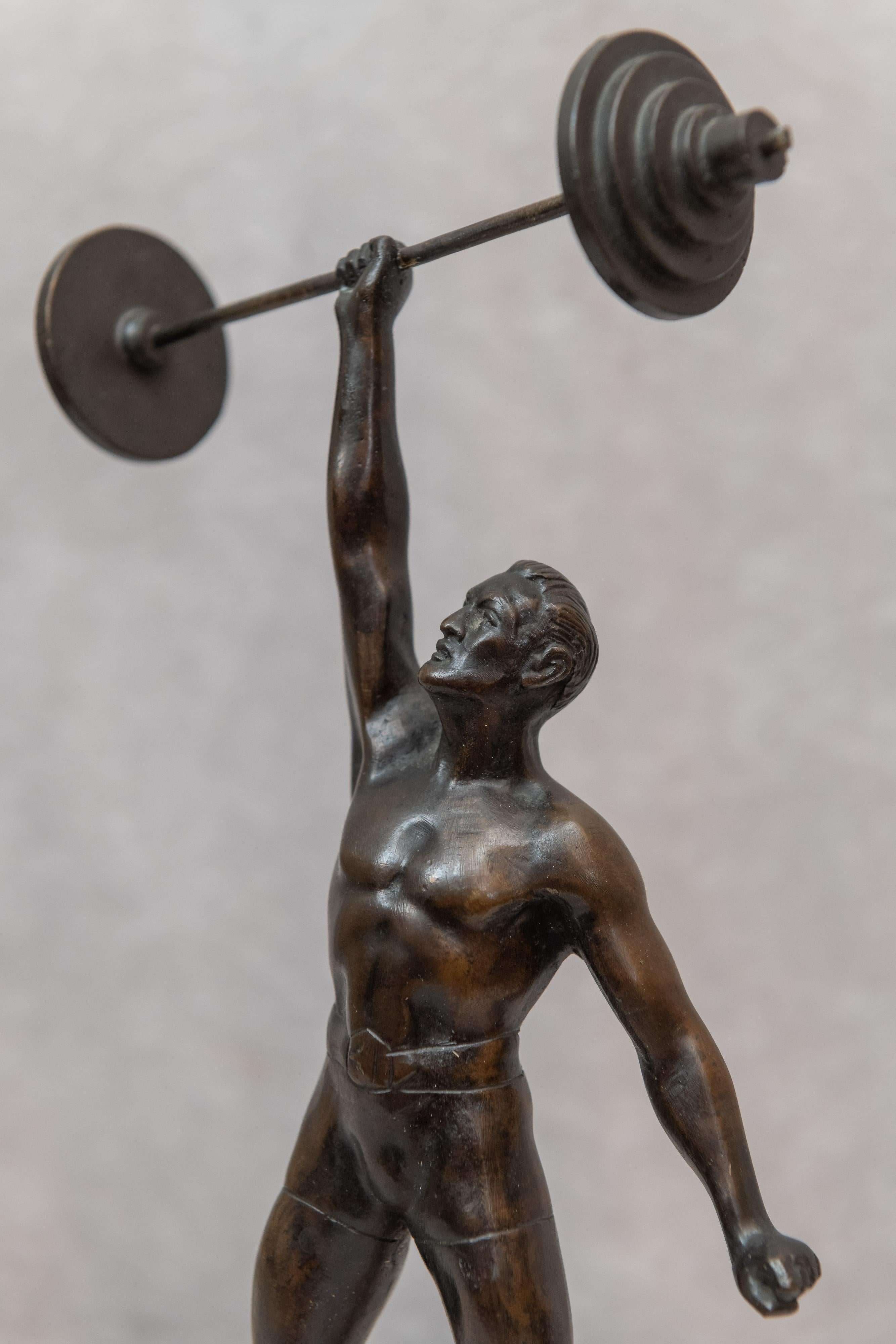 Hand-Crafted Vienna Bronze Figure of a Weightlifter, circa 1920