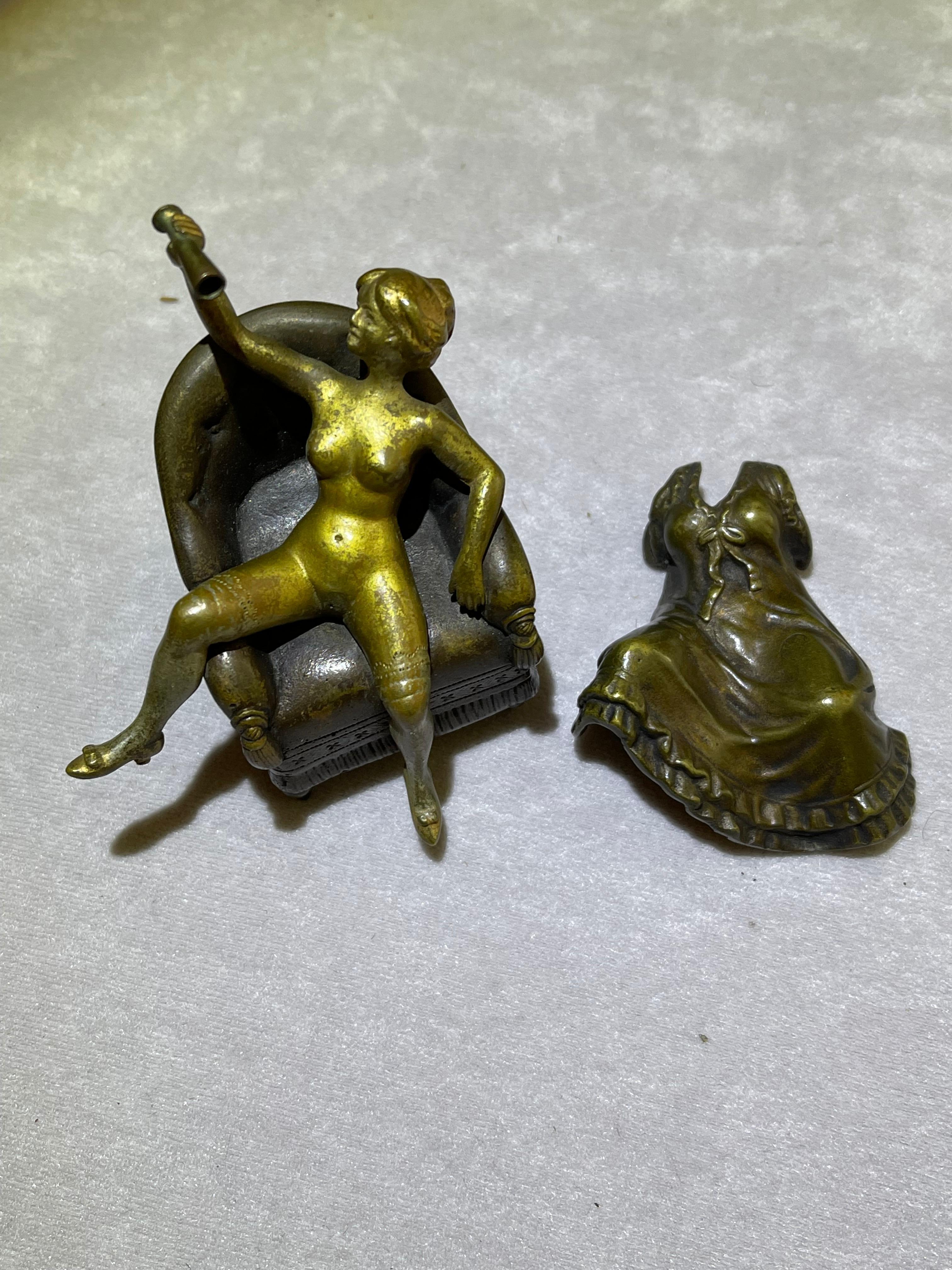 Art Deco Vienna Bronze Girl in Chair w/ Movable Skirt, Bruno Zach, ca. 1920's