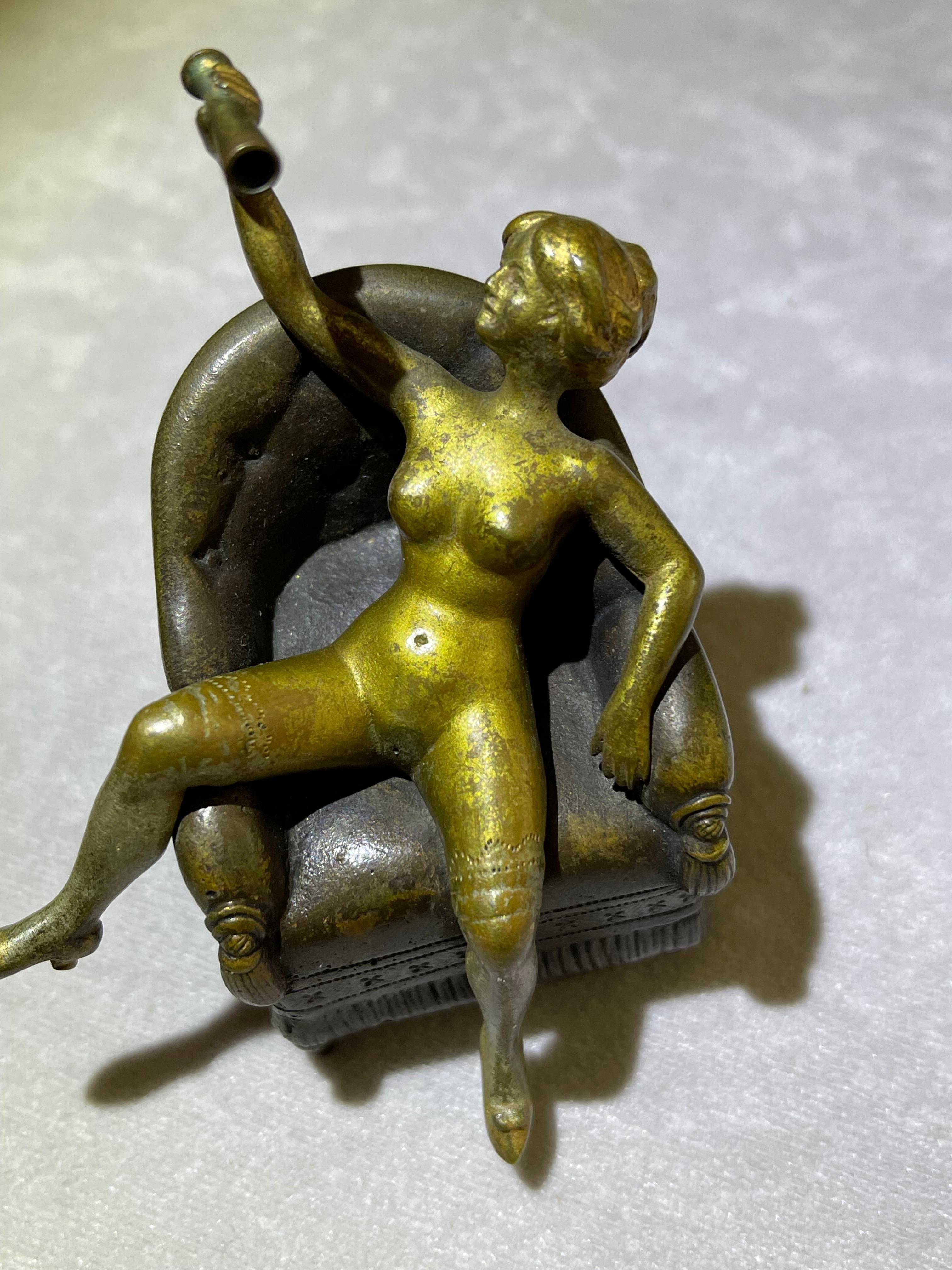 Austrian Vienna Bronze Girl in Chair w/ Movable Skirt, Bruno Zach, ca. 1920's