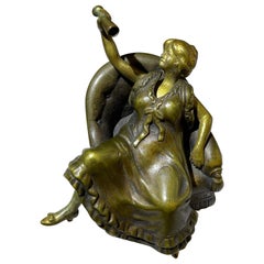 Vienna Bronze Girl in Chair w/ Movable Skirt, Bruno Zach, ca. 1920's