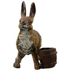 Antique Vienna Bronze, Hare and Bucket, Bronze Figure of High Quality