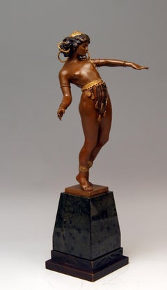 Vienna Bronze Lady Nude Nubian Dancer with Jewelry by Carl Kauba, circa 1915