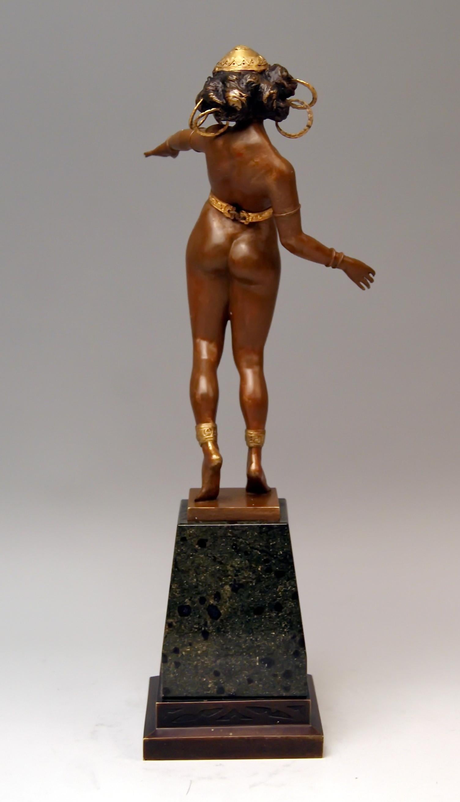 Austrian Vienna Bronze Lady Nude Nubian Dancer with Jewelry by Carl Kauba, circa 1915