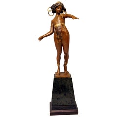 Antique Vienna Bronze Lady Nude Nubian Dancer with Jewelry by Carl Kauba, circa 1915