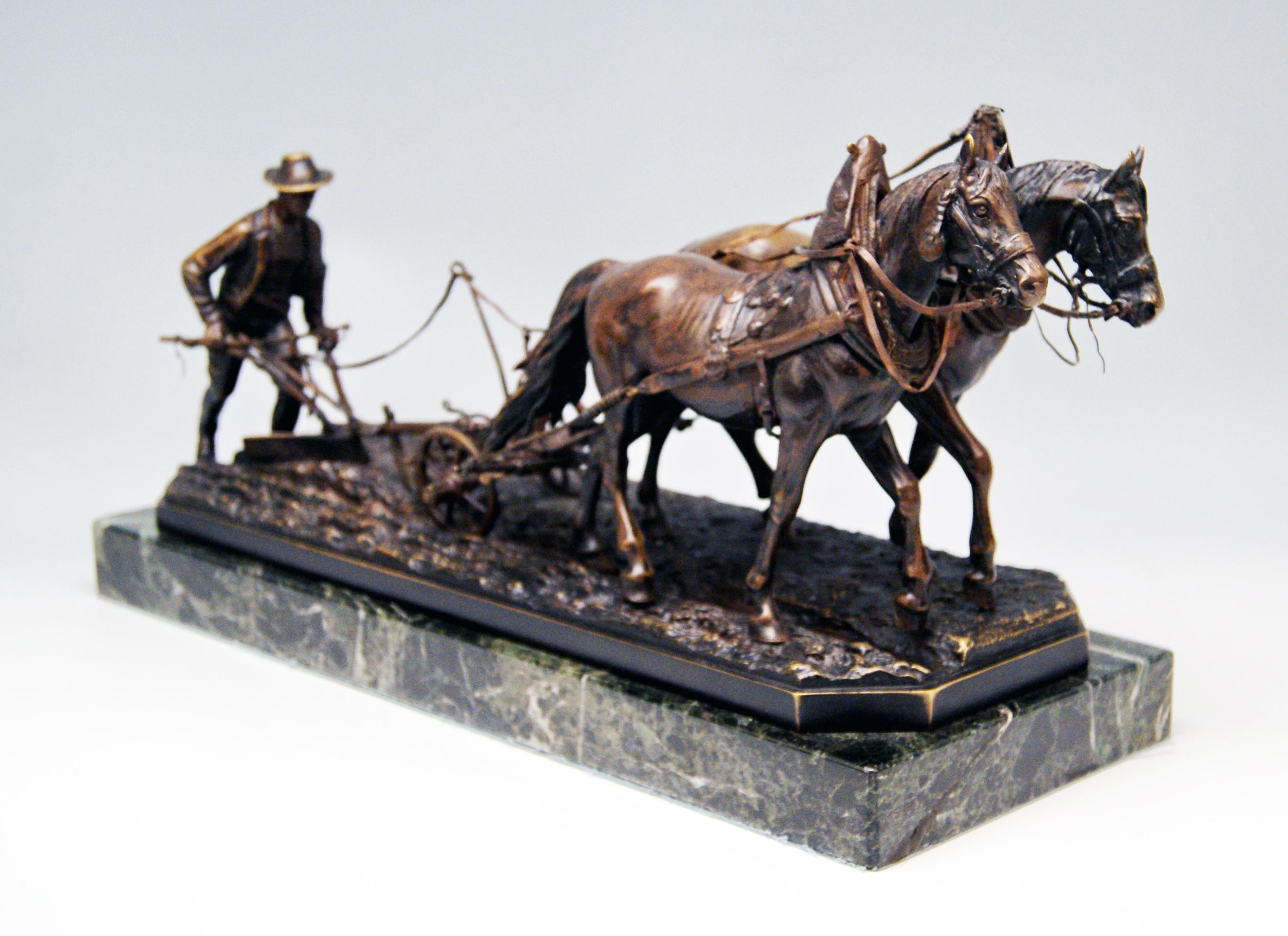 Vienna bronze plowing farmer with horse and cart by Carl Kauba.

Origin of manufactory: Vienna Bronze Manufactory

This finest rare bronze item is a gorgeous example of Viennese vintage bronze manufacturing ! 

Dating:  made circa