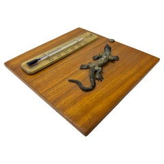 Vienna Bronze Thermometer with Lizard
