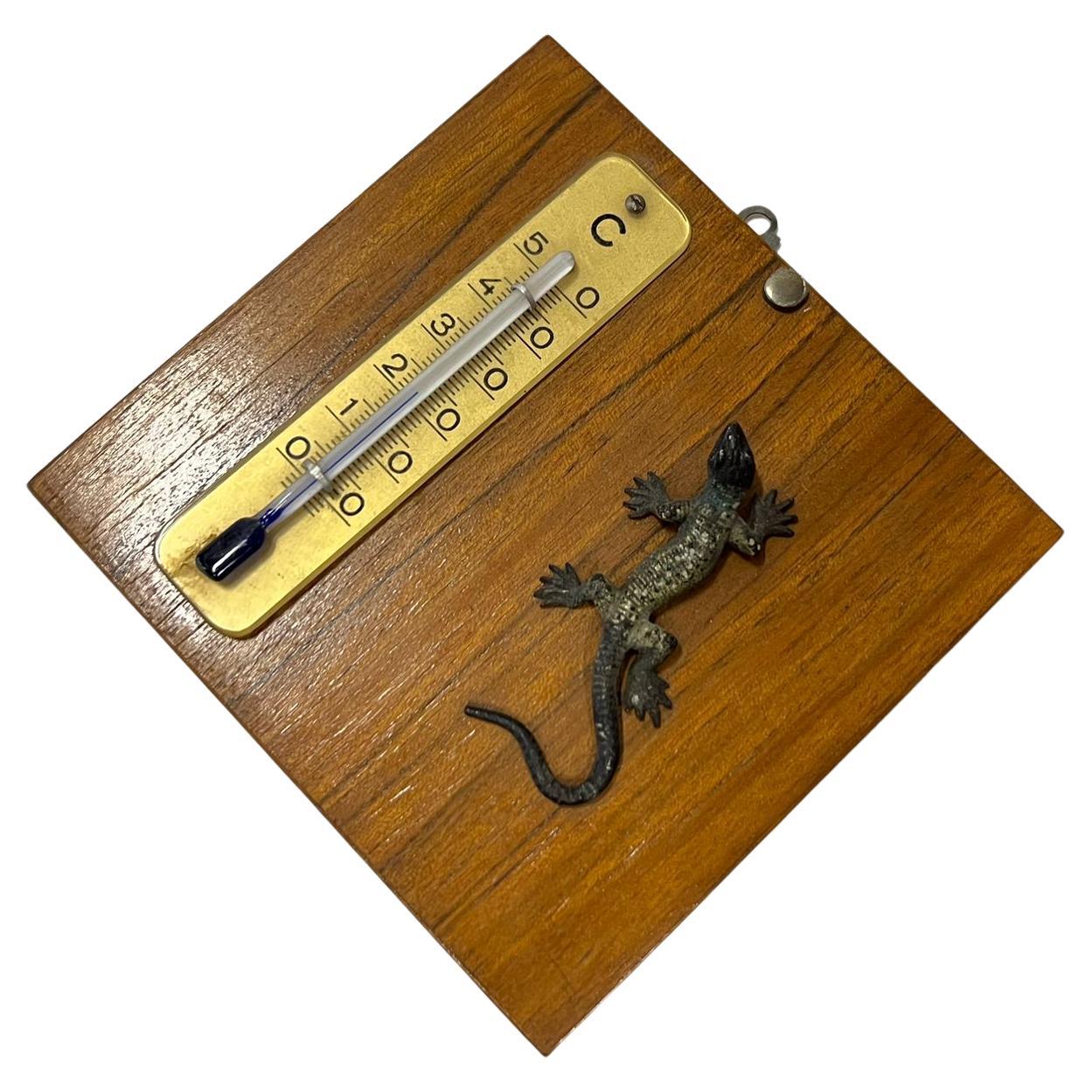 Vienna Bronze Thermometer with Lizard For Sale