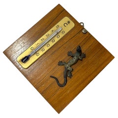Vienna Bronze Thermometer with Lizard