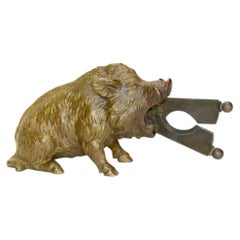 Vienna Bronze Wild Boar Figure Cigar Cutter