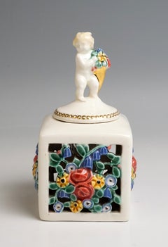 Vienna Ceramics Art Nouveau Writing Set With Putto by Michael Powolny, 1910-1912