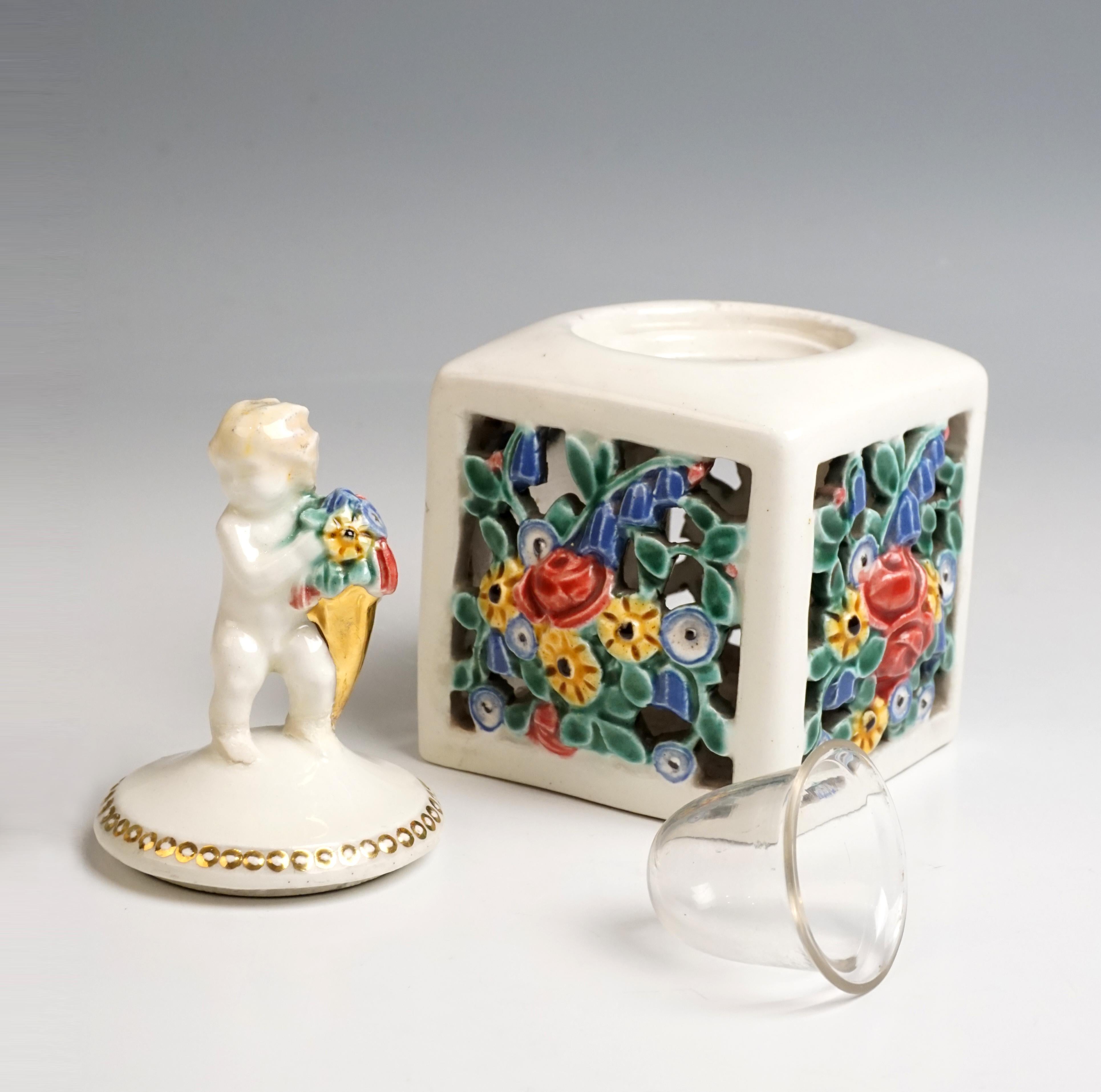 Hand-Painted Vienna Ceramics Art Nouveau Writing Set With Putto by Michael Powolny, 1910-1912