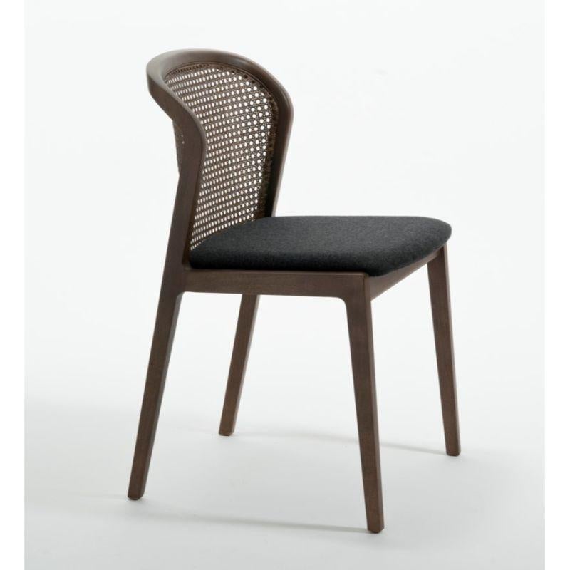 Vienna chair, Canaletto, nord wool Anthracite by Colé Italia with Emmanuel Gallina
Dimensions: H 78, W 48, D 50 cm
Materials: Stained beech wood chair with straw back and upholstered seat.
Wood stained finishing: CA Canaletto; WE Wengé; BK