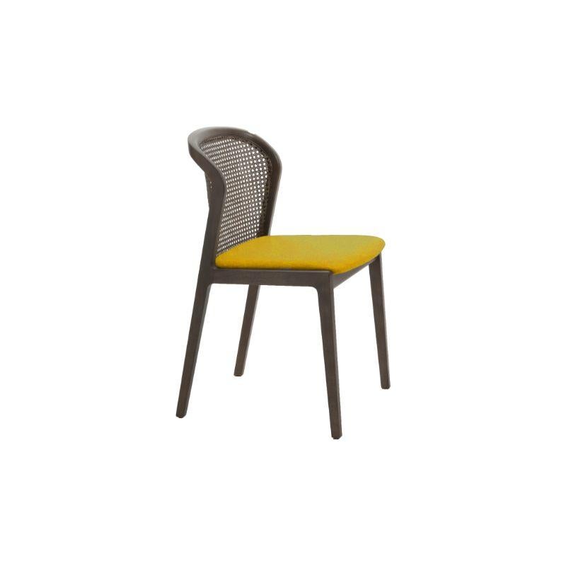 Vienna chair, Canaletto, Nord Wool Ocre by Colé Italia with Emmanuel Gallina
Dimensions: H 78, W 48, D 50 cm
Materials: Stained beech wood chair with straw back and upholstered seat
Wood stained finishing: CA Canaletto; WE Wengé; BK Black

Also
