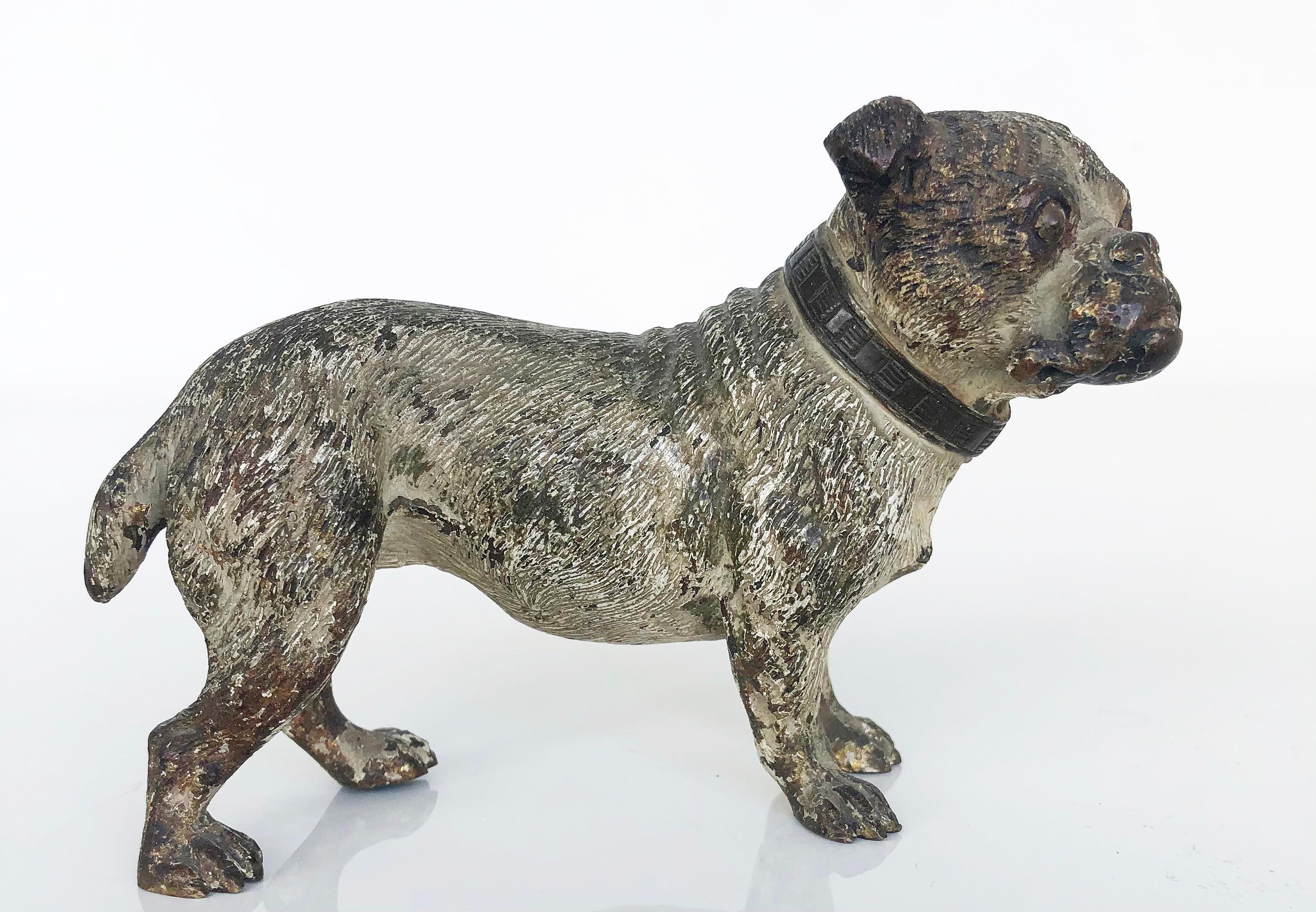 Cold-Painted Vienna Cold Painted Bronze Bulldog, Antique Dog Figure