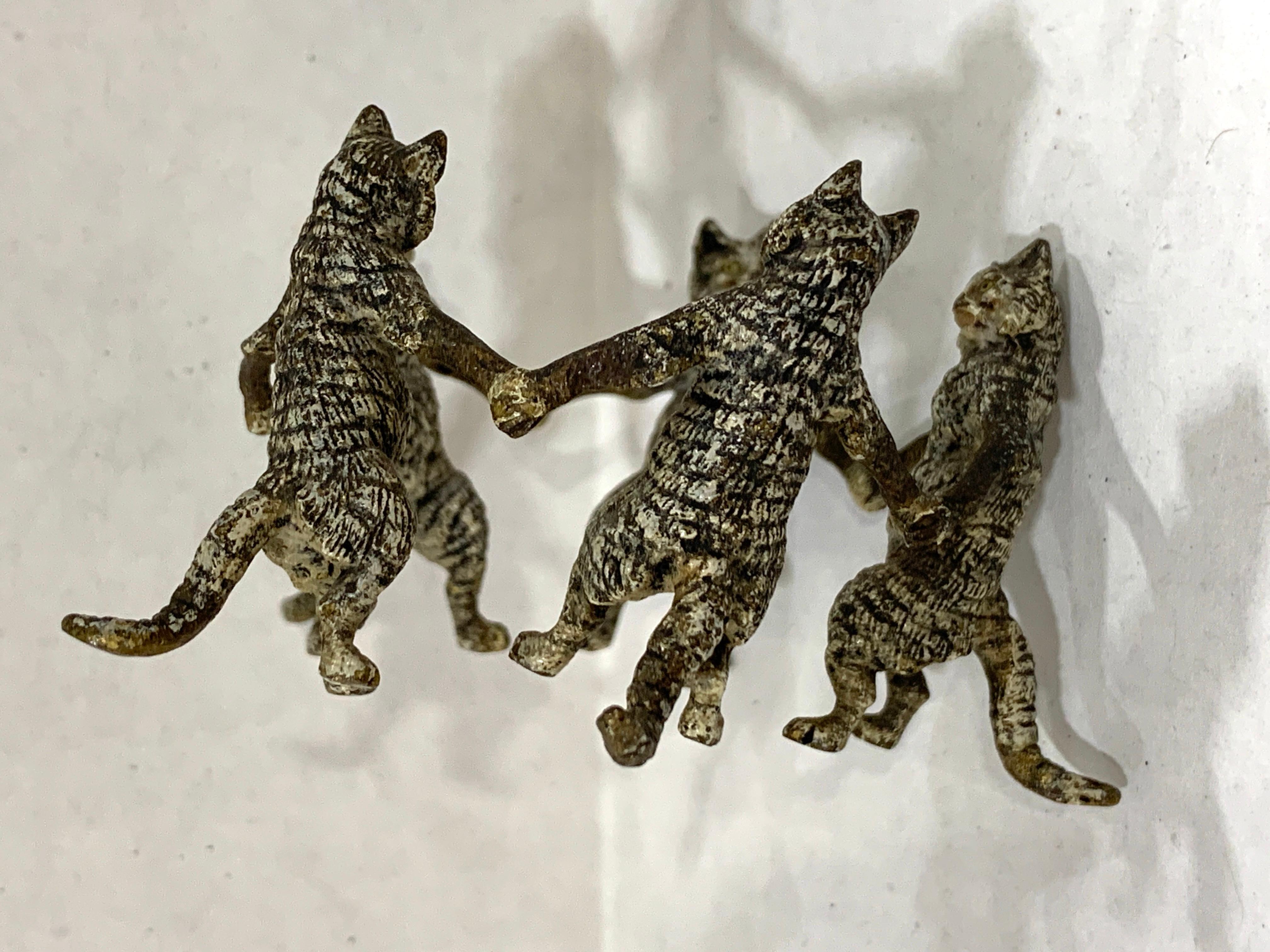 Vienna Cold Painted Bronze Dancing Cats, Attributed to Bergman 4