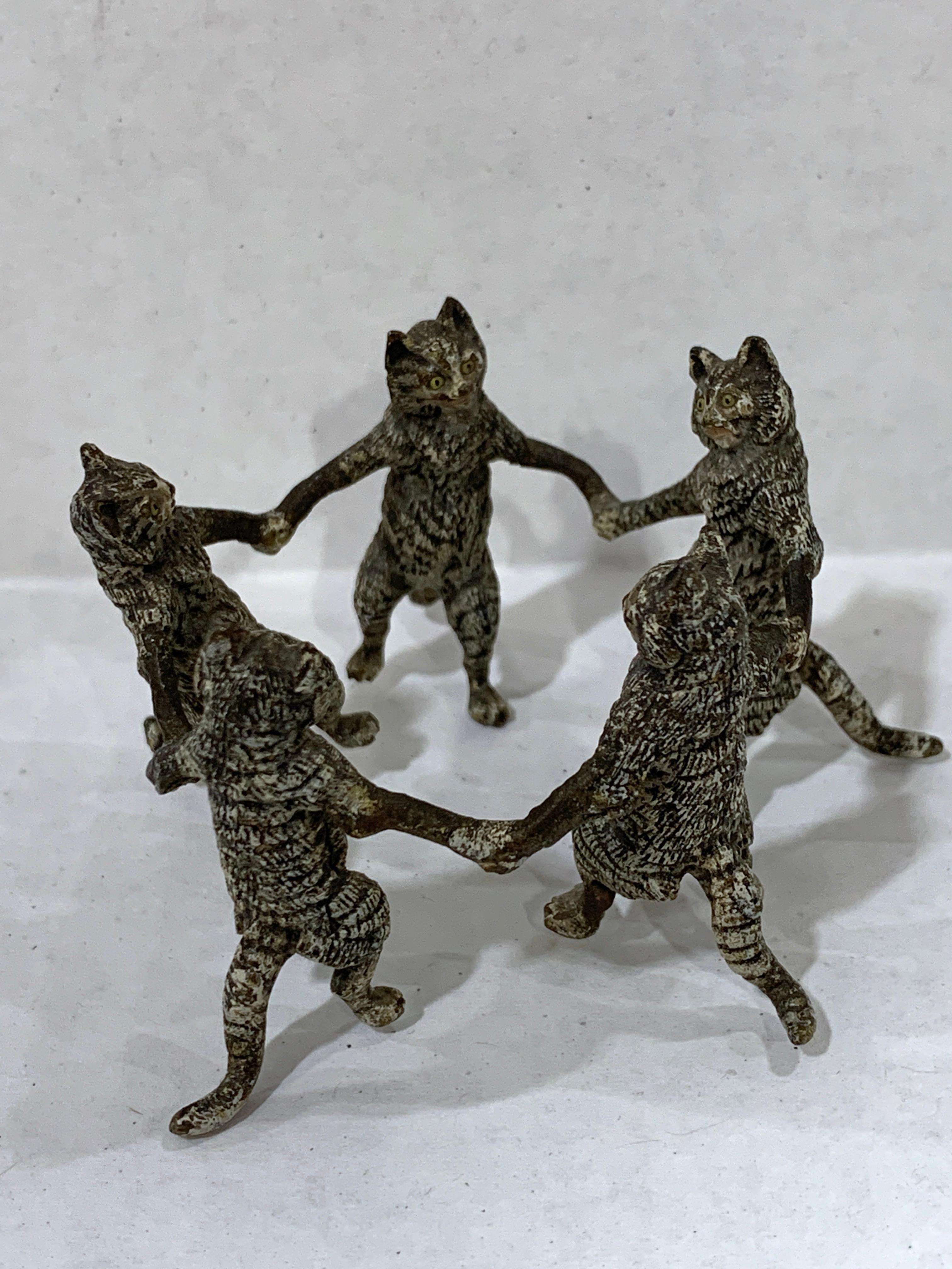 Vienna Cold Painted Bronze Dancing Cats, Attributed to Bergman 5
