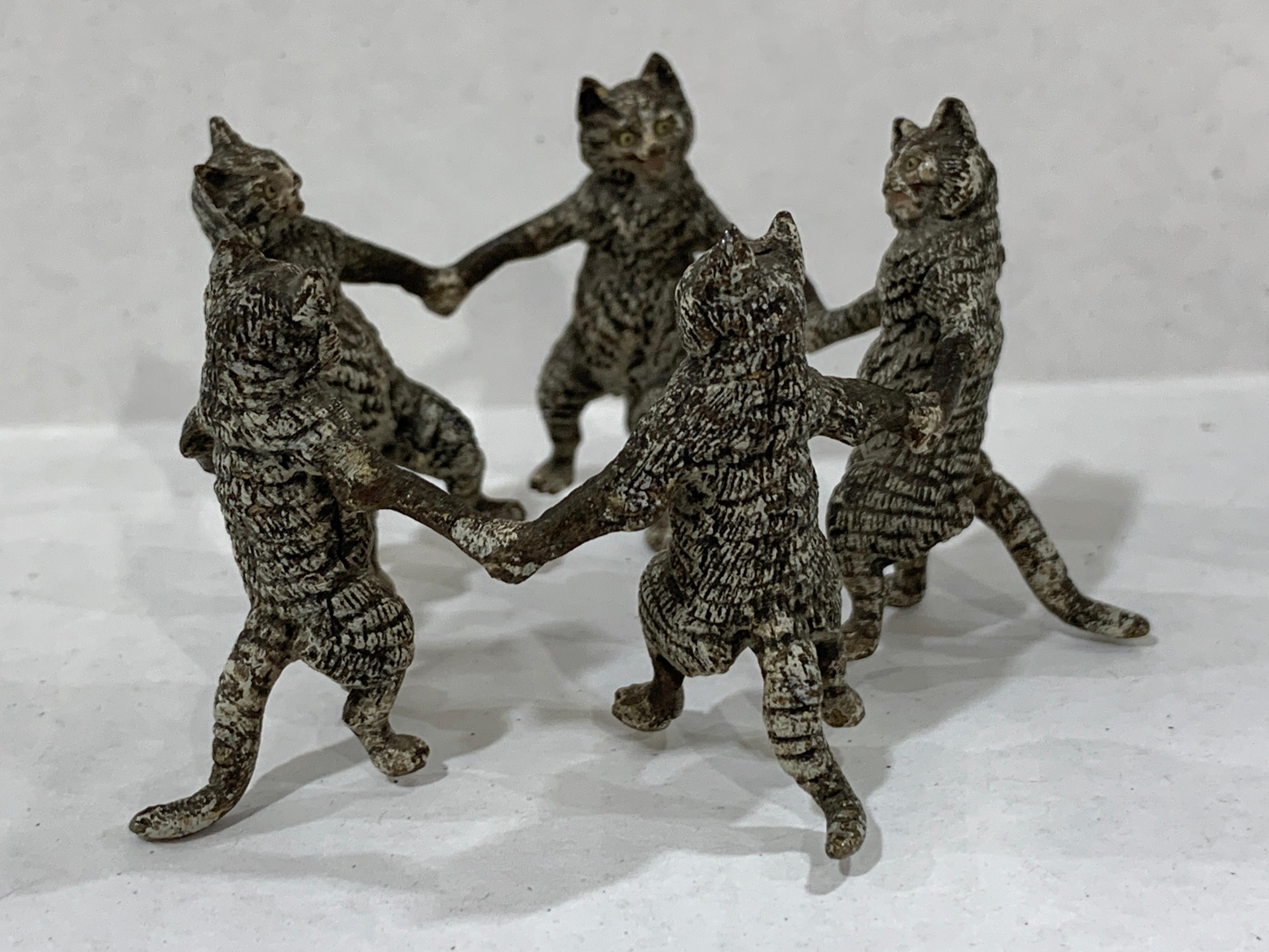 Vienna Cold Painted Bronze Dancing Cats, Attributed to Bergman 6