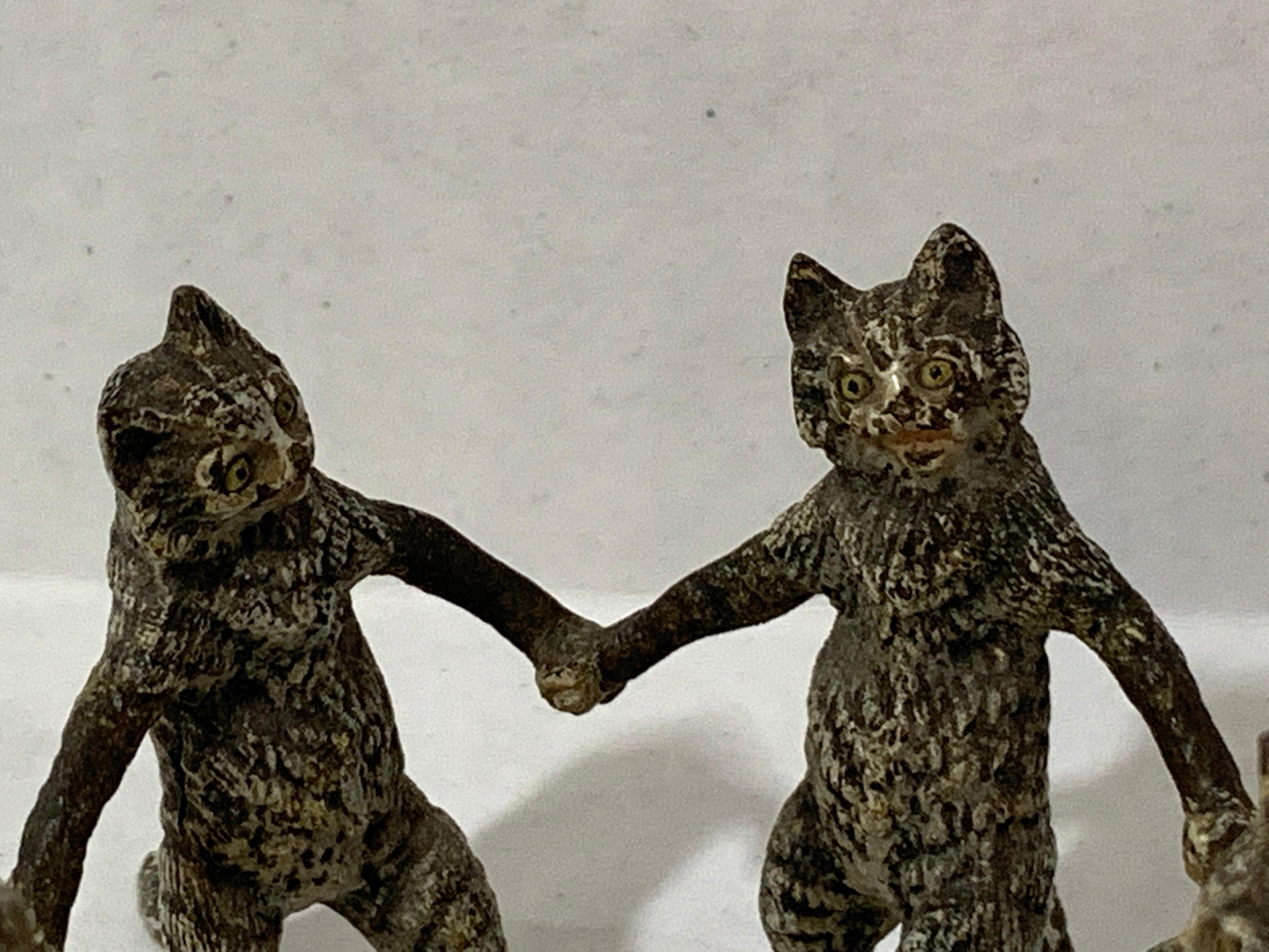 Vienna Cold Painted Bronze Dancing Cats, Attributed to Bergman 8