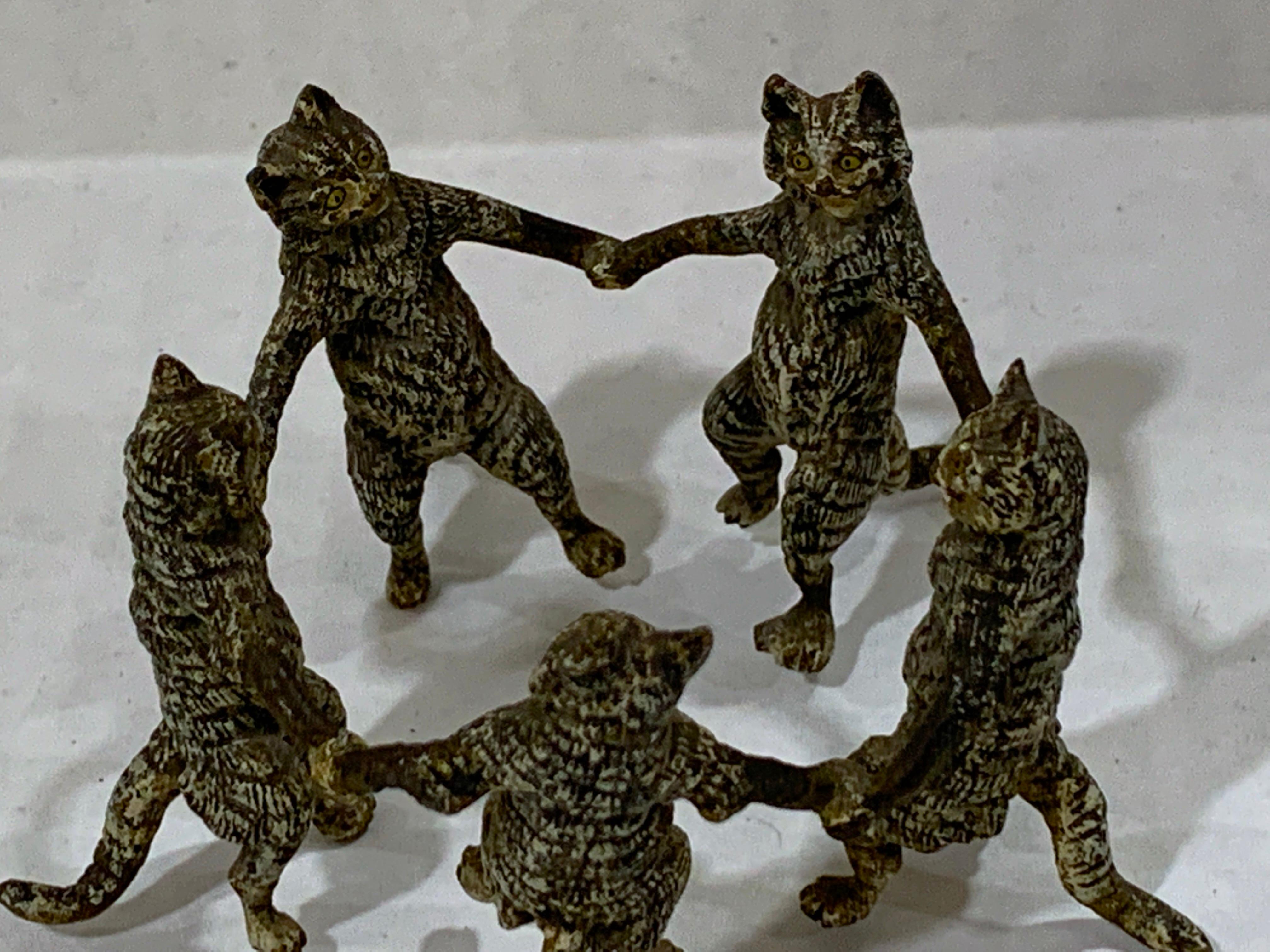 Vienna Cold Painted Bronze Dancing Cats, Attributed to Bergman 1