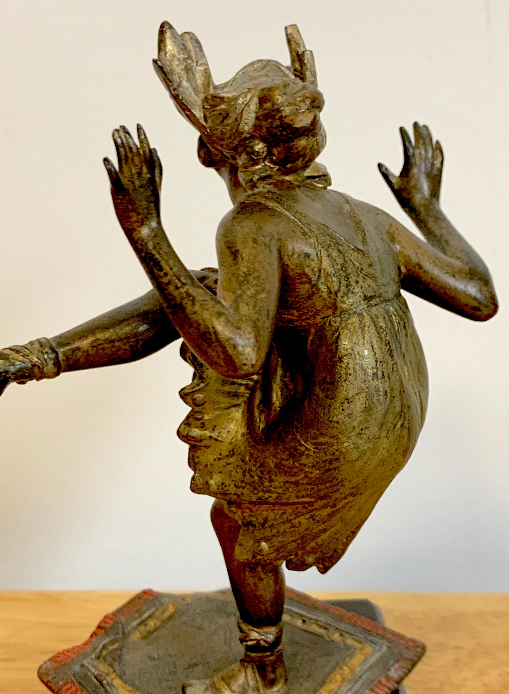 Early 20th Century Vienna Cold Painted Bronze Dancing Flapper, Attributed to Bergman For Sale