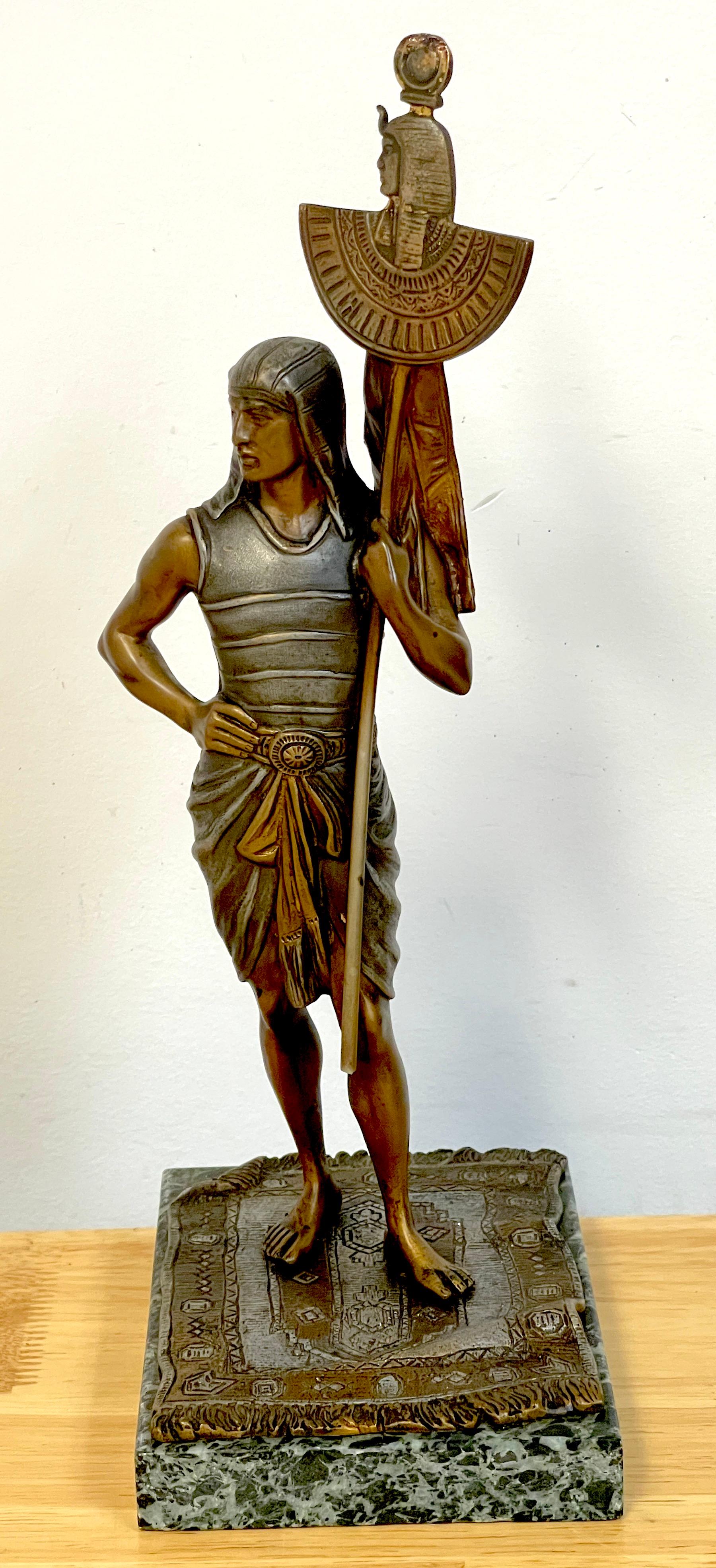 Belle Époque Vienna Cold Painted Bronze Egyptian Attendant, Attributed to Bergman For Sale