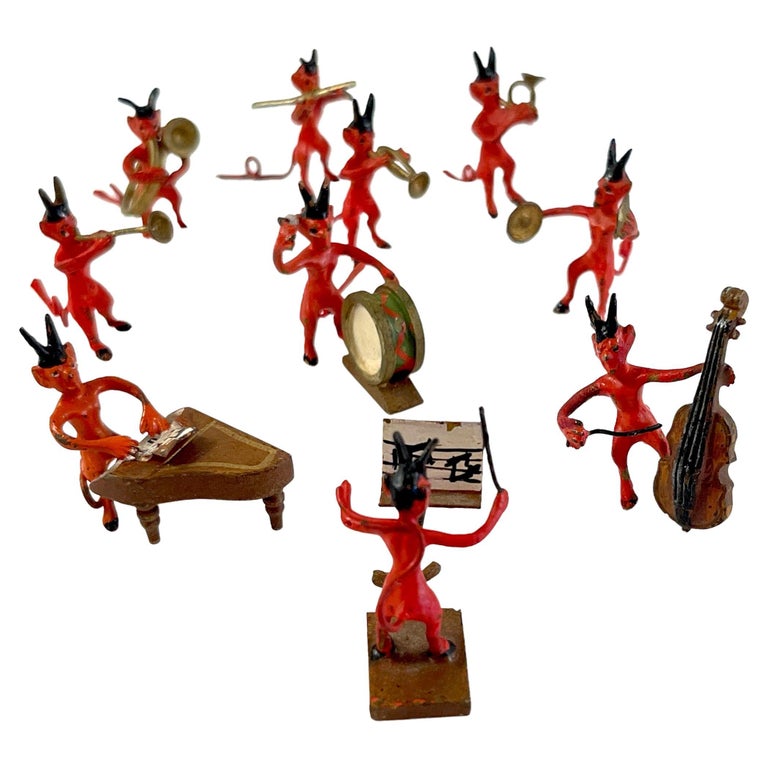 Vienna Cold Painted Bronze Ten Piece Devil Band, After Franz Bergman For Sale