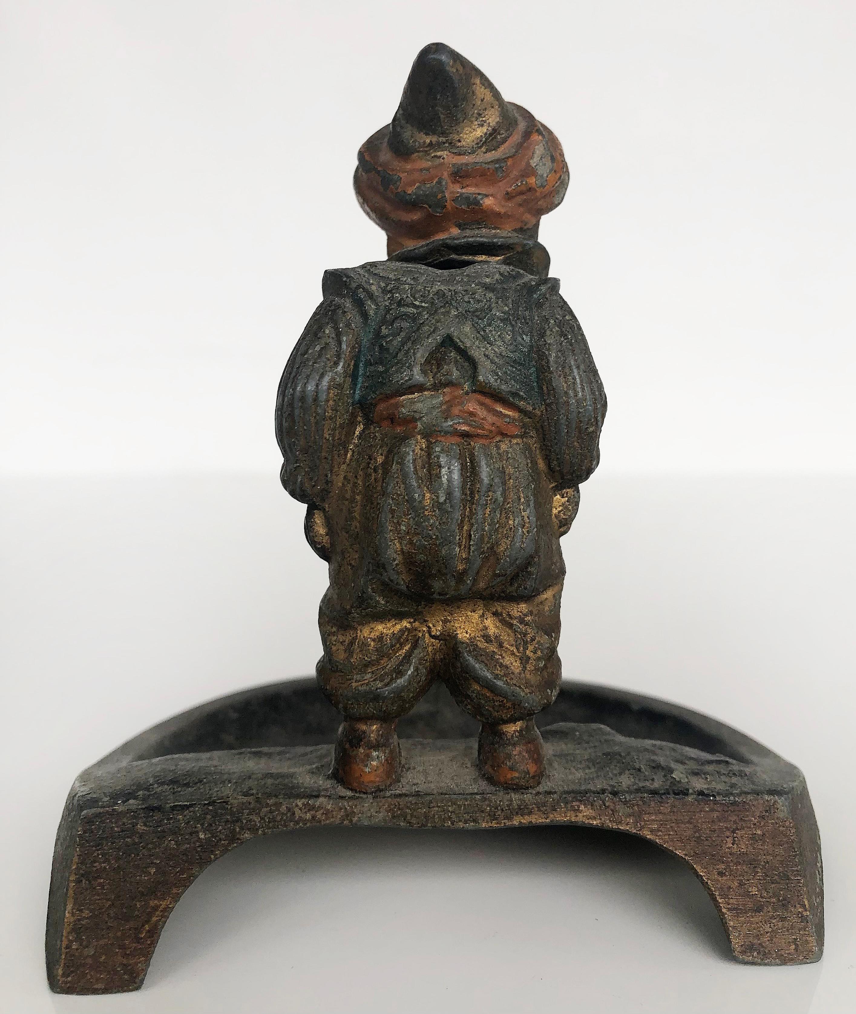 20th Century Vienna Cold-Painted Orientalist Bronze Bobbing Head Man and Opium Pipe Ashtray