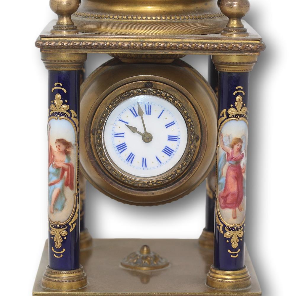 Enameled Vienna Column Clock Franz Dorfl Studio & Lenzkirch