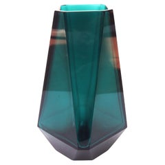 Vienna Cut Moser Deep Green Jewel Glass Vase, 1920
