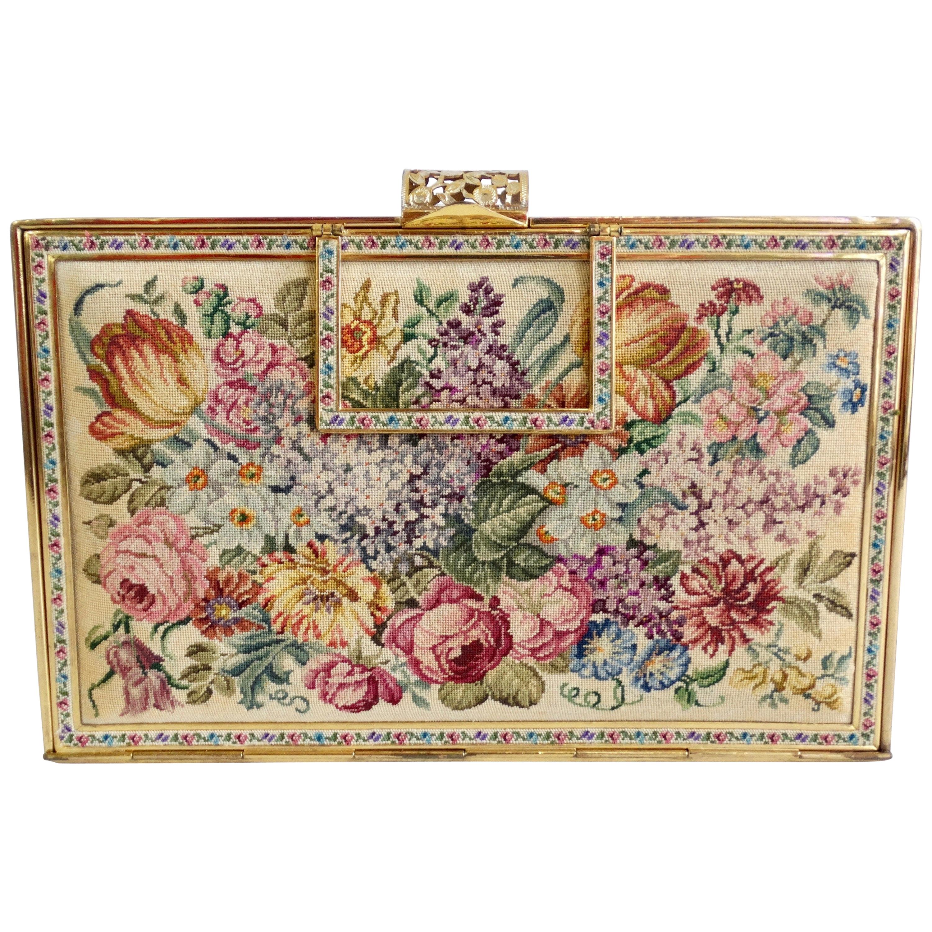 Vienna Handwork Mid-20th Century Floral Petit Point Bag