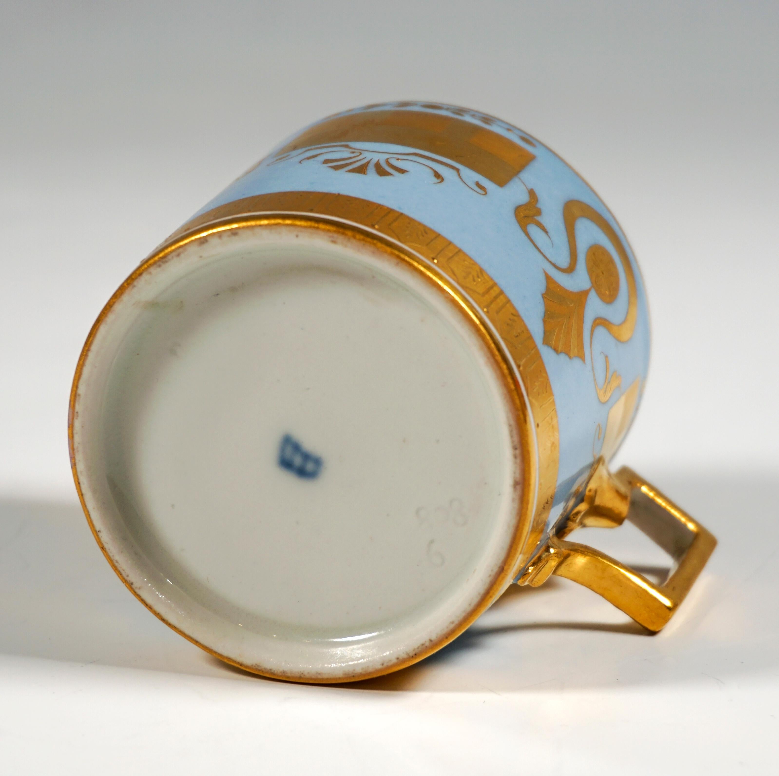 Vienna Imperial Empire Porcelain Collecting Cup, Sky Blue and Gold, 1808 1