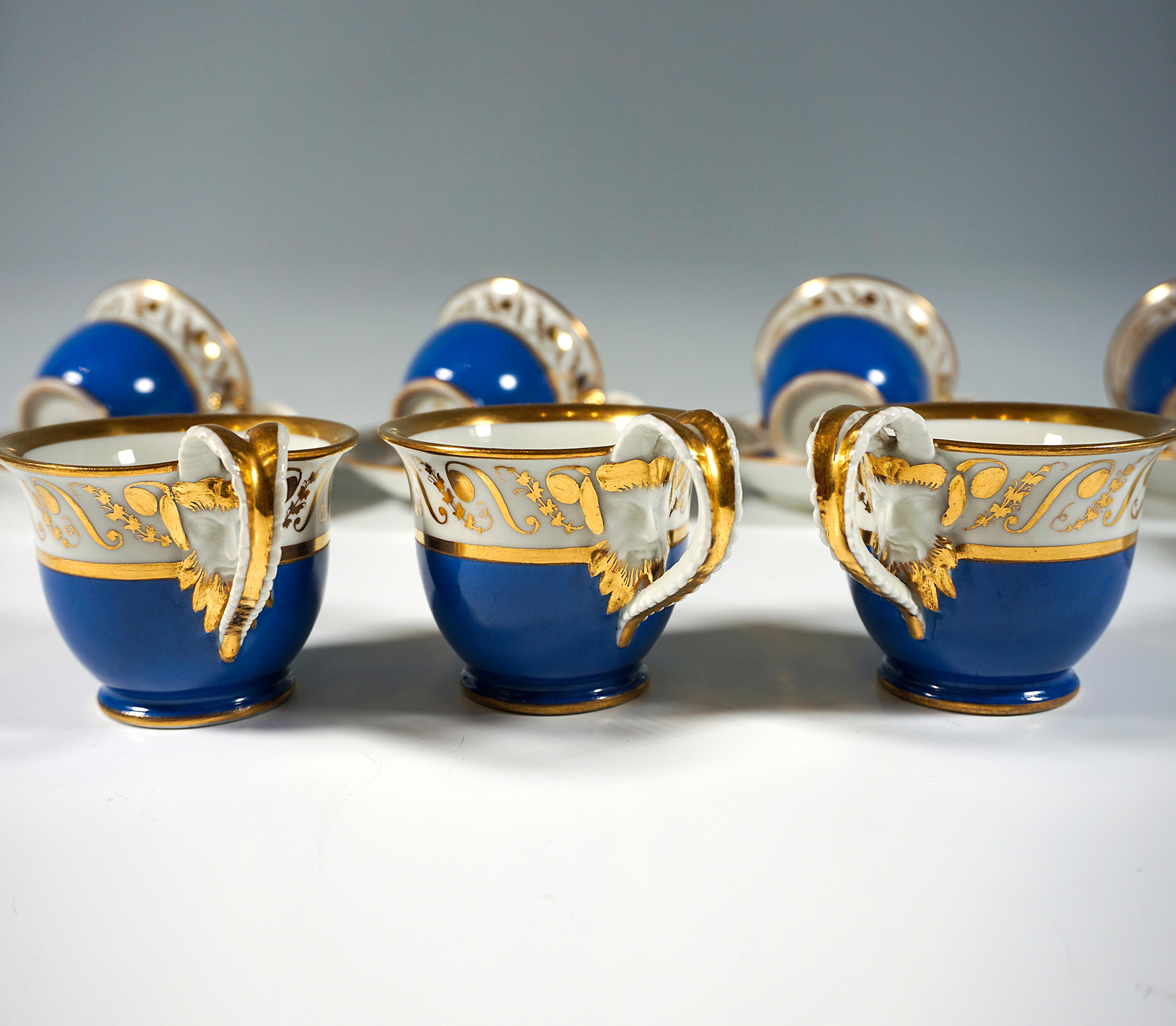 Early 19th Century Vienna Imperial Porcelain Coffee Service, 8 People, Prussian Blue & Gold, 1825 For Sale